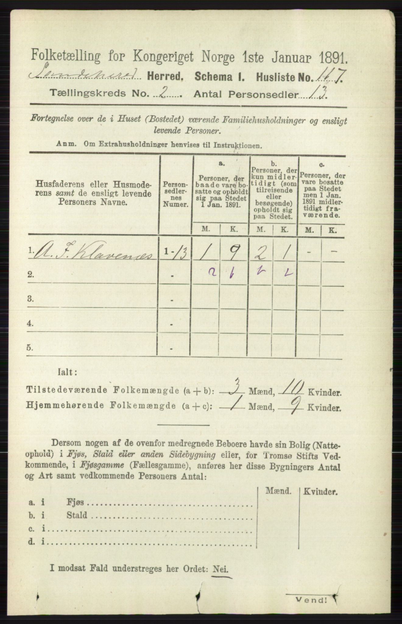 RA, 1891 census for 0724 Sandeherred, 1891, p. 986