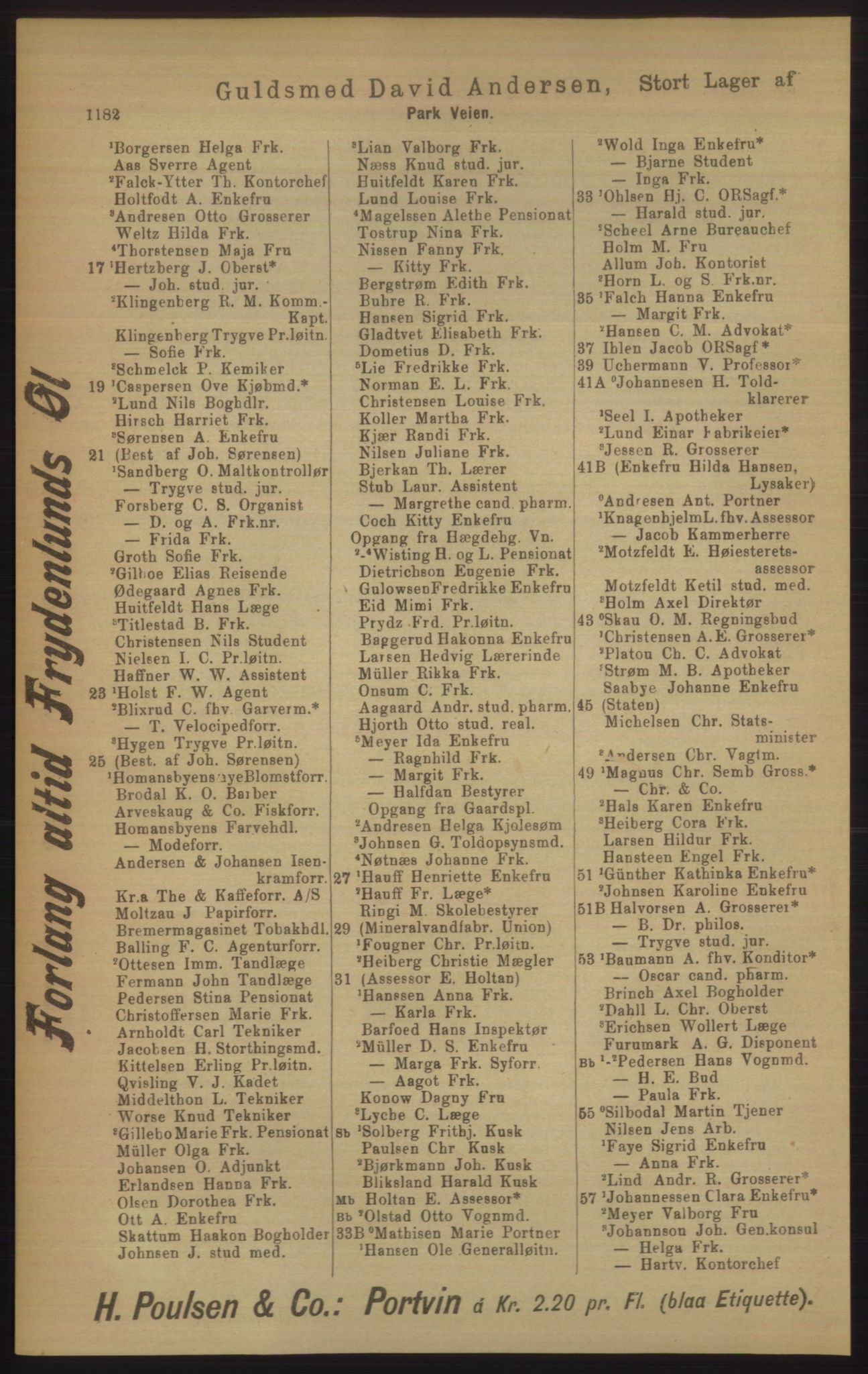 Kristiania/Oslo adressebok, PUBL/-, 1906, p. 1182