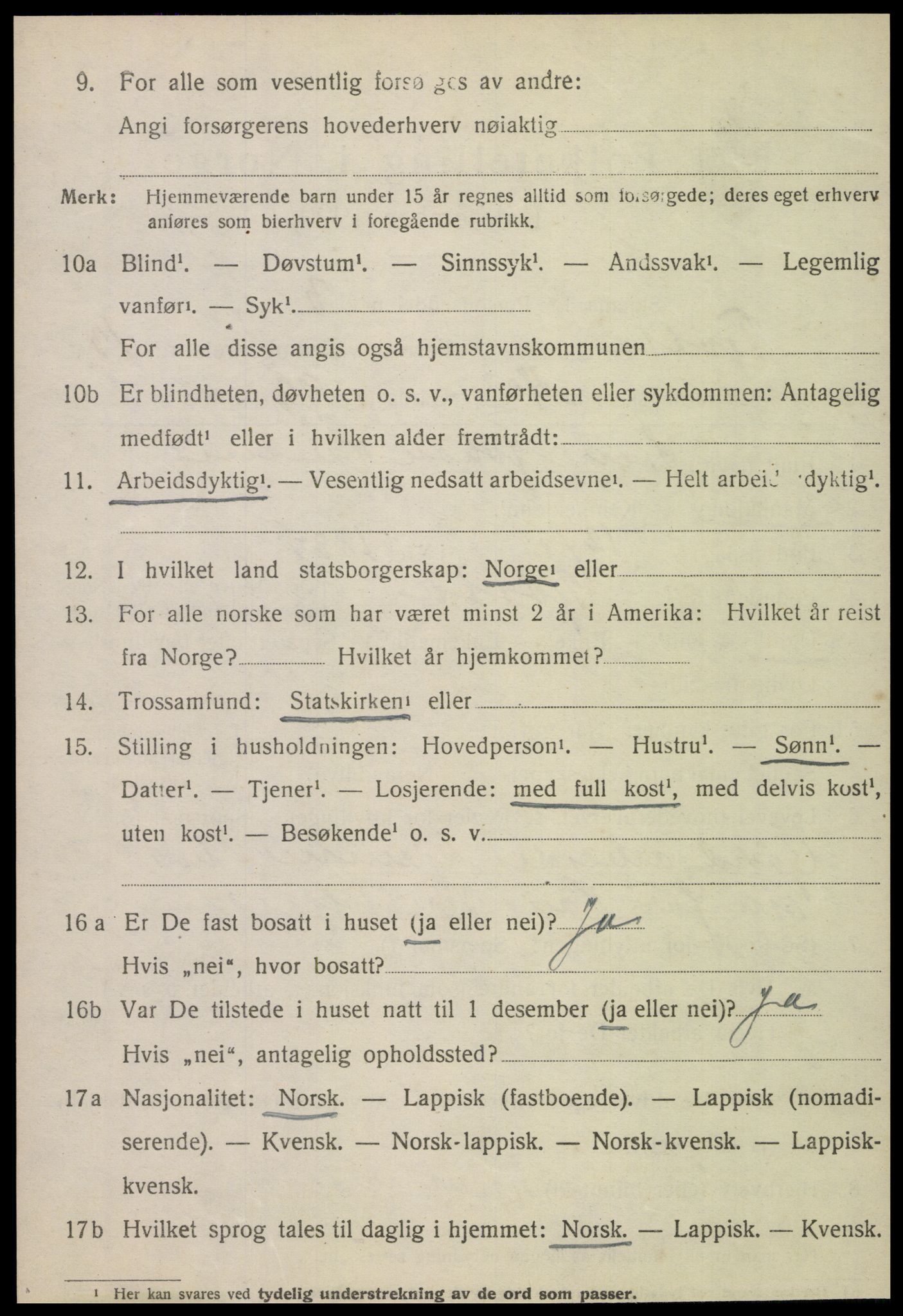 SAT, 1920 census for Tjøtta, 1920, p. 5366