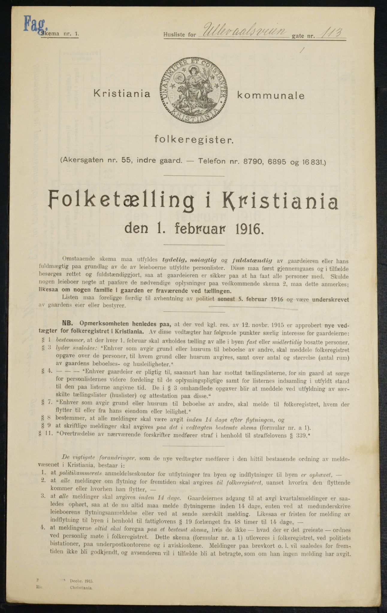 OBA, Municipal Census 1916 for Kristiania, 1916, p. 123454