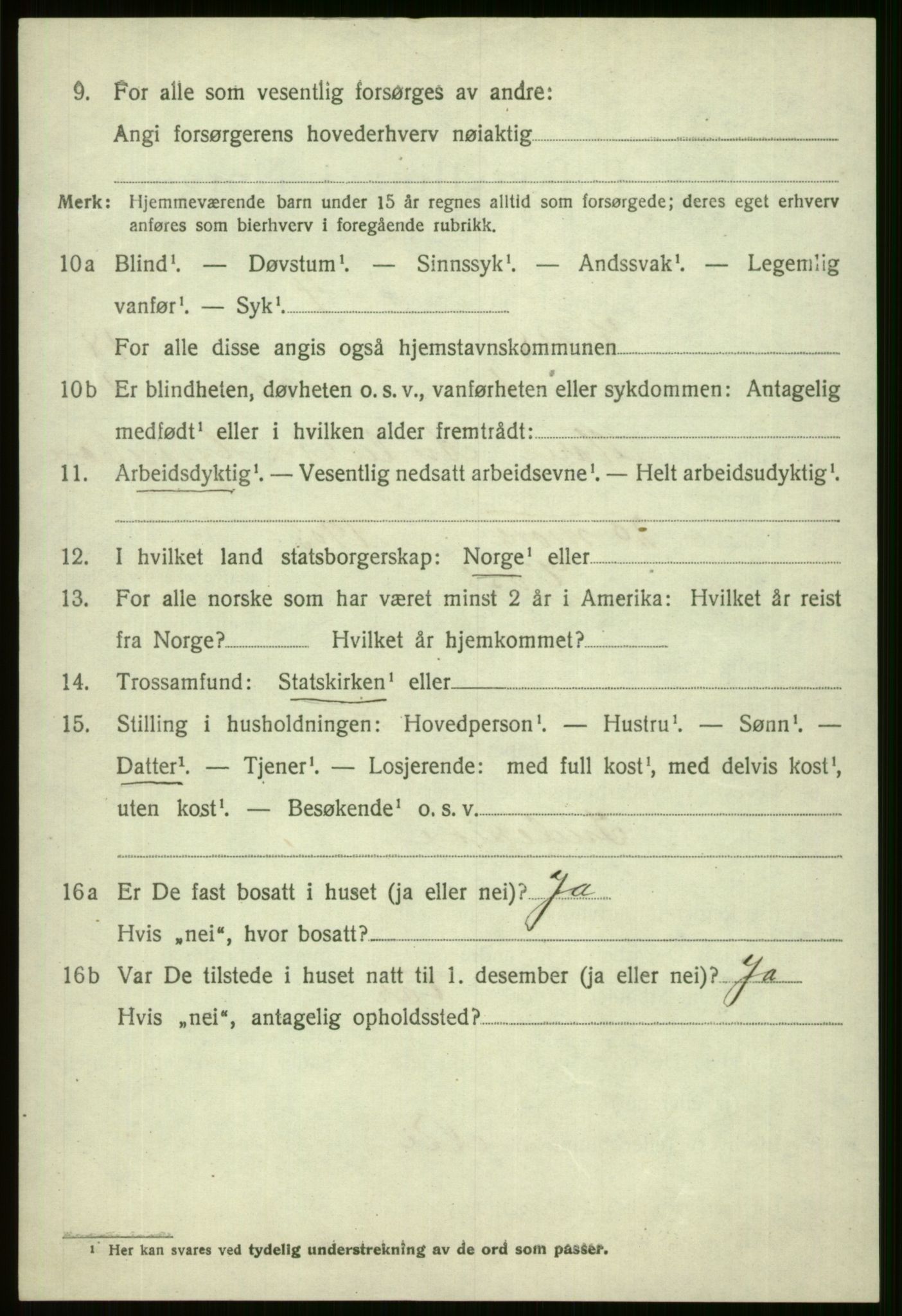 SAB, 1920 census for Voss, 1920, p. 13926