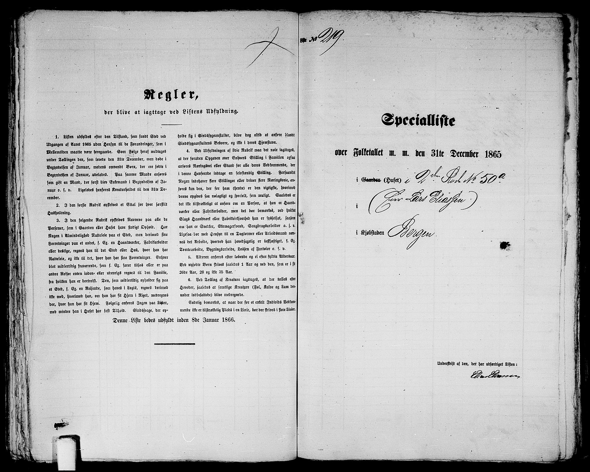 RA, 1865 census for Bergen, 1865, p. 484