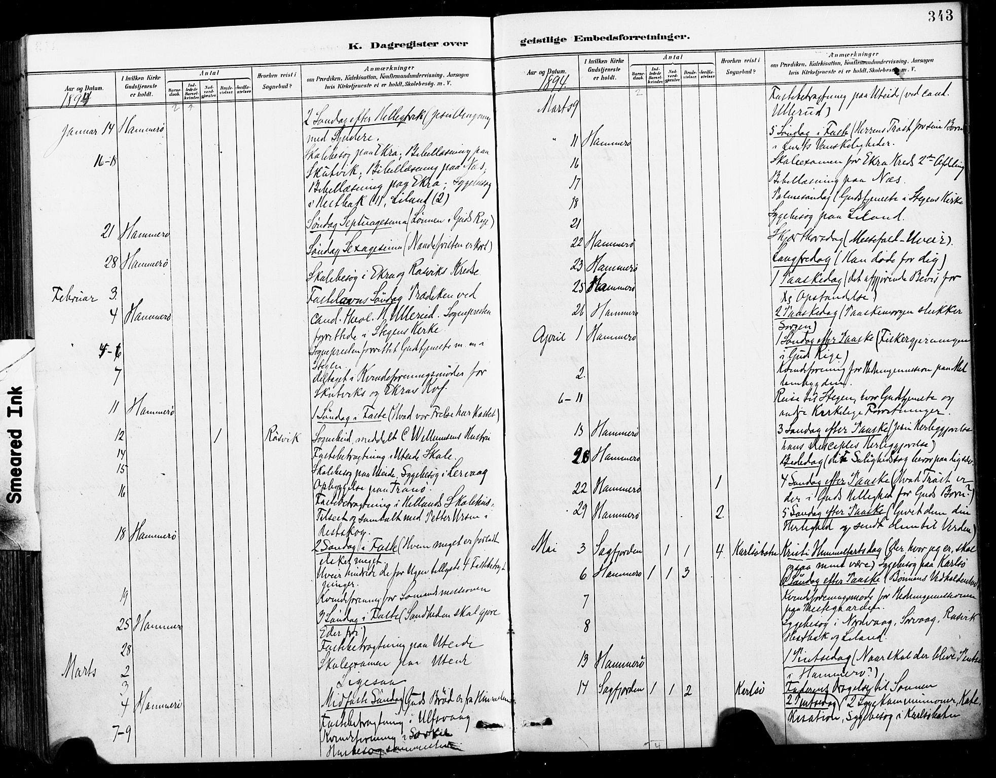 Ministerialprotokoller, klokkerbøker og fødselsregistre - Nordland, AV/SAT-A-1459/859/L0847: Parish register (official) no. 859A07, 1890-1899, p. 343