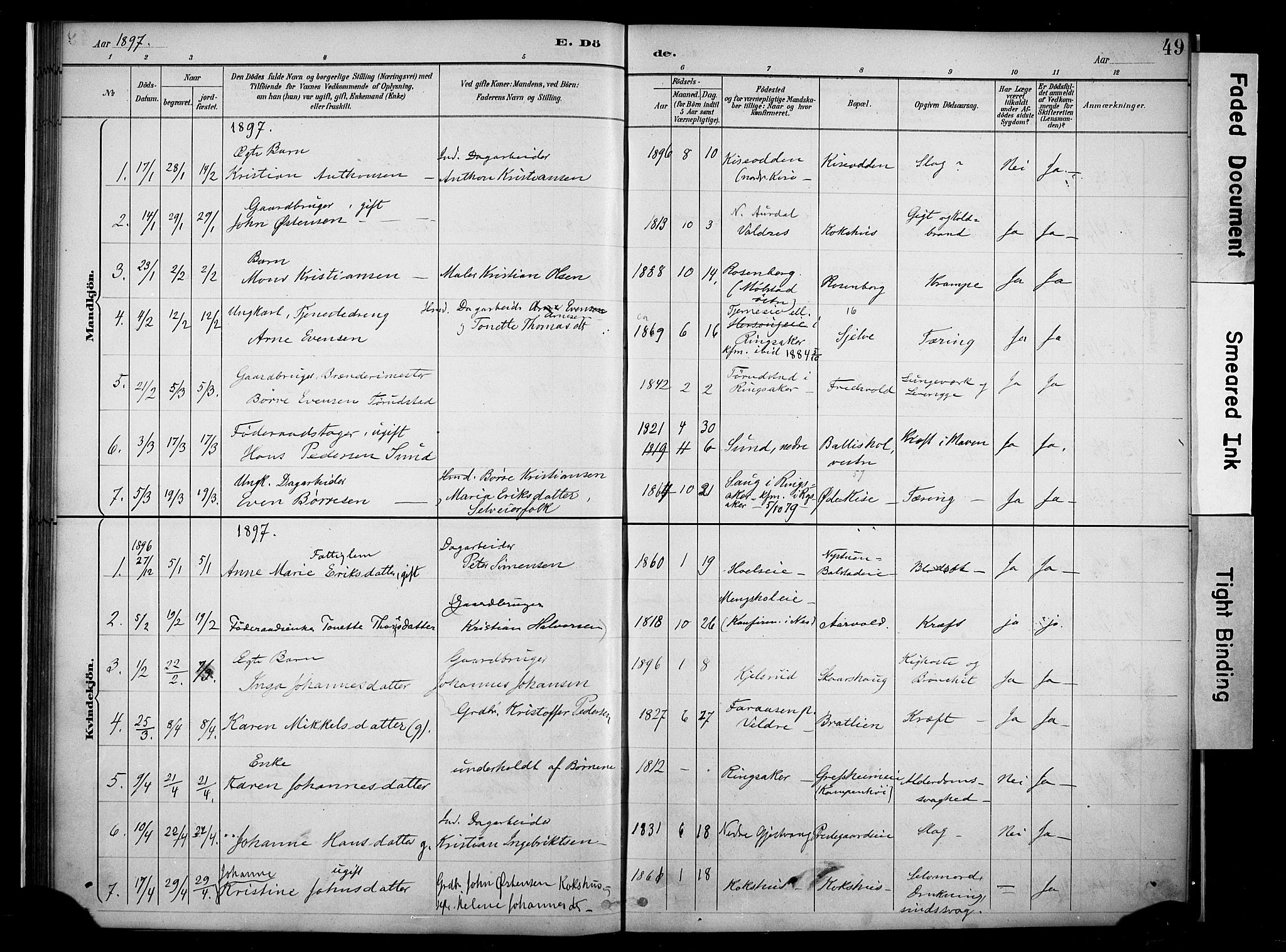 Nes prestekontor, Hedmark, SAH/PREST-020/K/Ka/L0011: Parish register (official) no. 11, 1887-1905, p. 49
