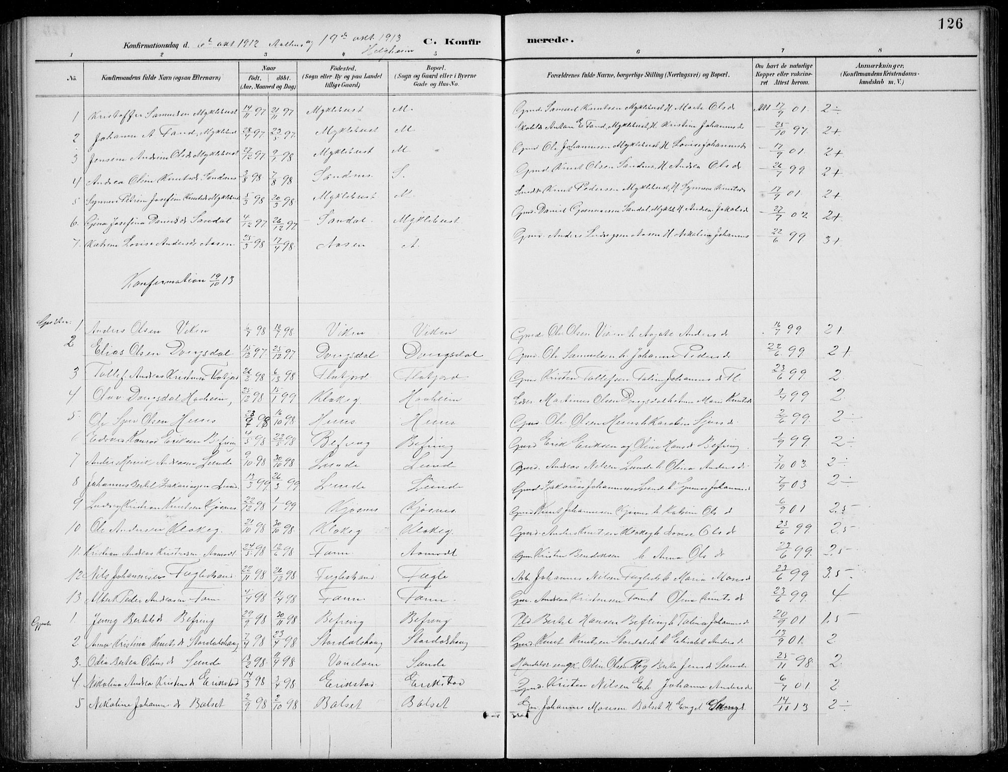 Jølster sokneprestembete, SAB/A-80701/H/Hab/Habb/L0002: Parish register (copy) no. B 2, 1887-1920, p. 126