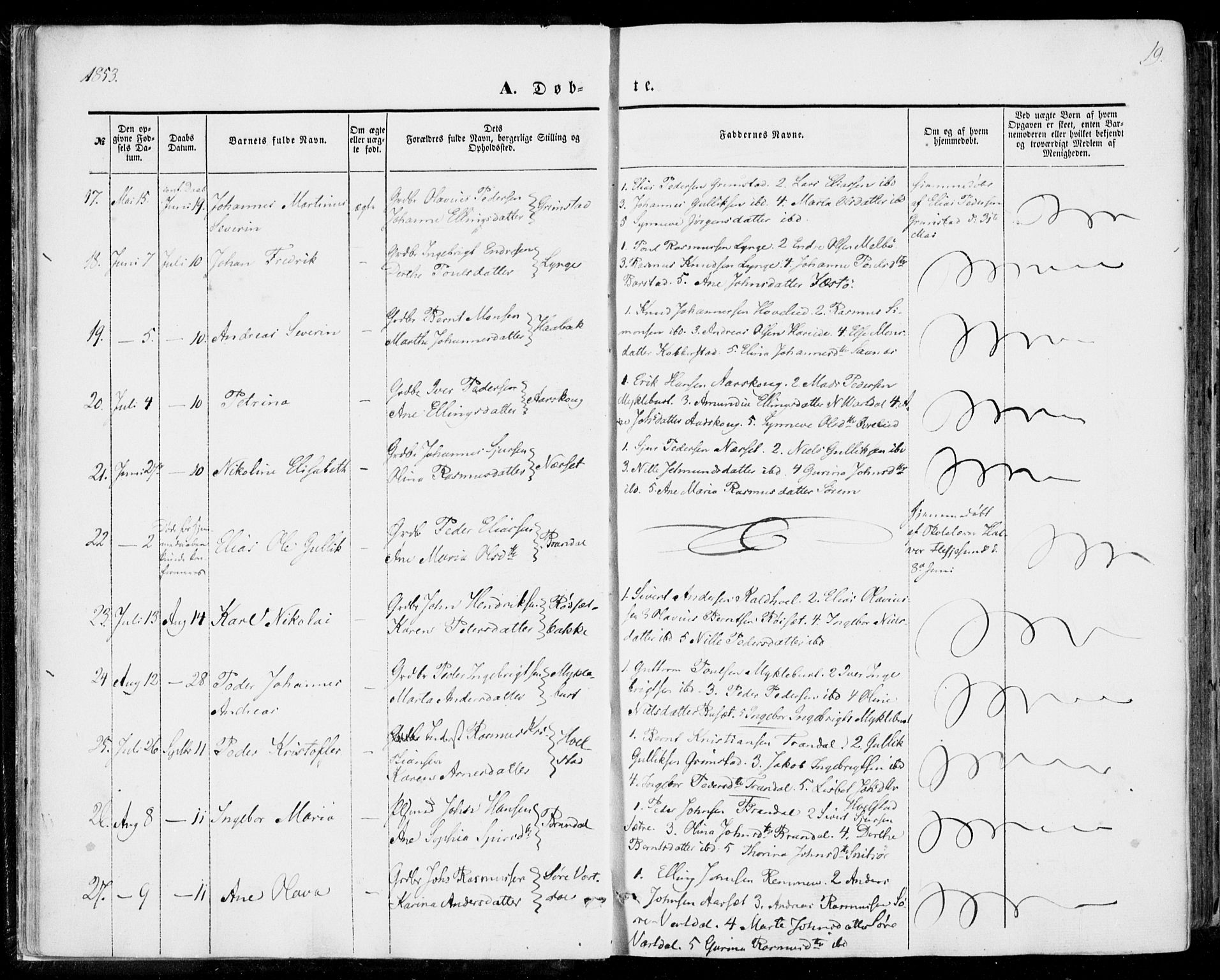 Ministerialprotokoller, klokkerbøker og fødselsregistre - Møre og Romsdal, SAT/A-1454/510/L0121: Parish register (official) no. 510A01, 1848-1877, p. 19