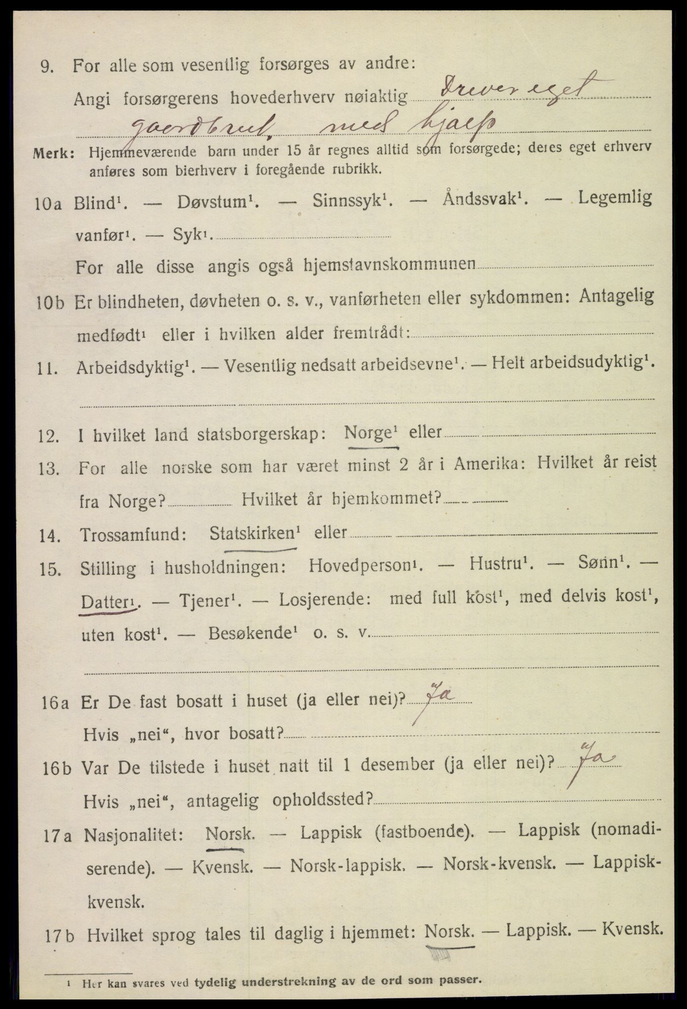 SAT, 1920 census for Lurøy, 1920, p. 3864