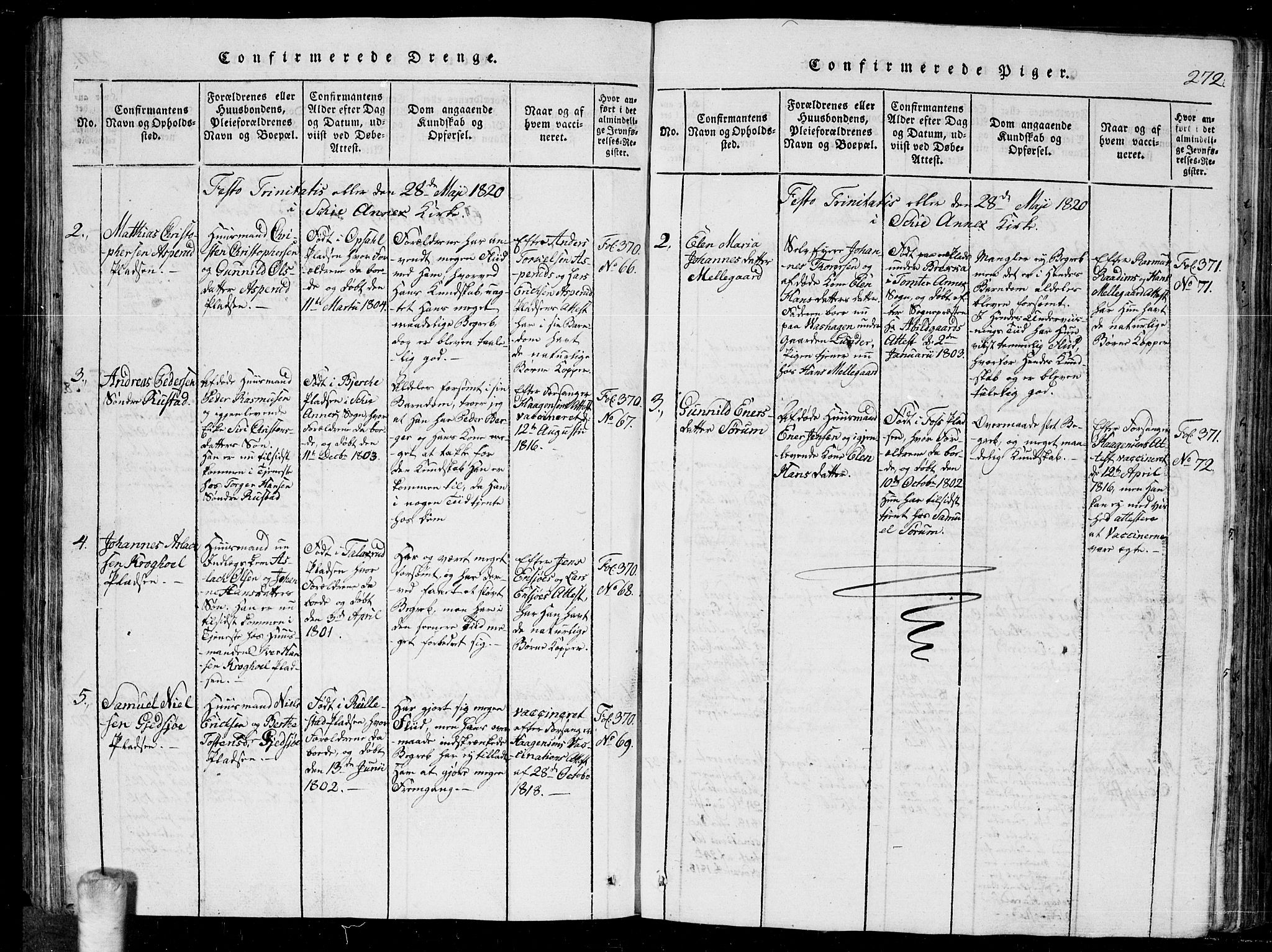 Kråkstad prestekontor Kirkebøker, AV/SAO-A-10125a/G/Ga/L0001: Parish register (copy) no. I 1, 1813-1824, p. 272