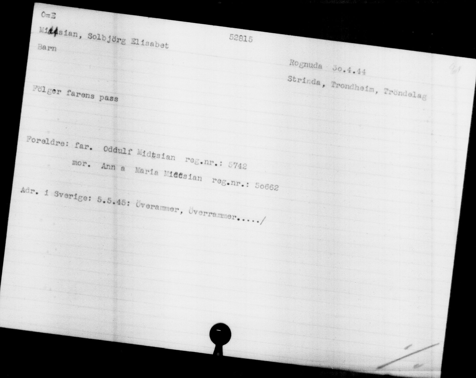 Utenriksstasjonene, Legasjonen i Stockholm, Flyktningkontoret, AV/RA-S-6753/V/Va/L0019: Kjesäterkartoteket, flyktninger med registreringsnr. 49600-55060, 1940-1945, p. 2288