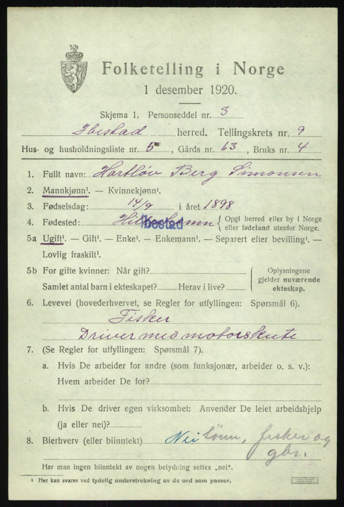 SATØ, 1920 census for Ibestad, 1920, p. 5483