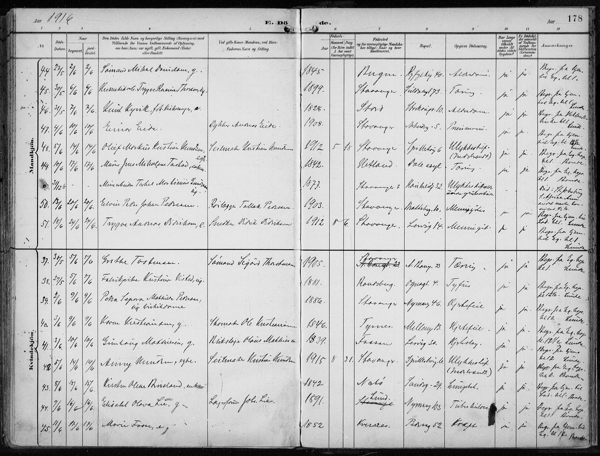 St. Johannes sokneprestkontor, AV/SAST-A-101814/001/30/30BA/L0005: Parish register (official) no. A 5, 1898-1919, p. 178