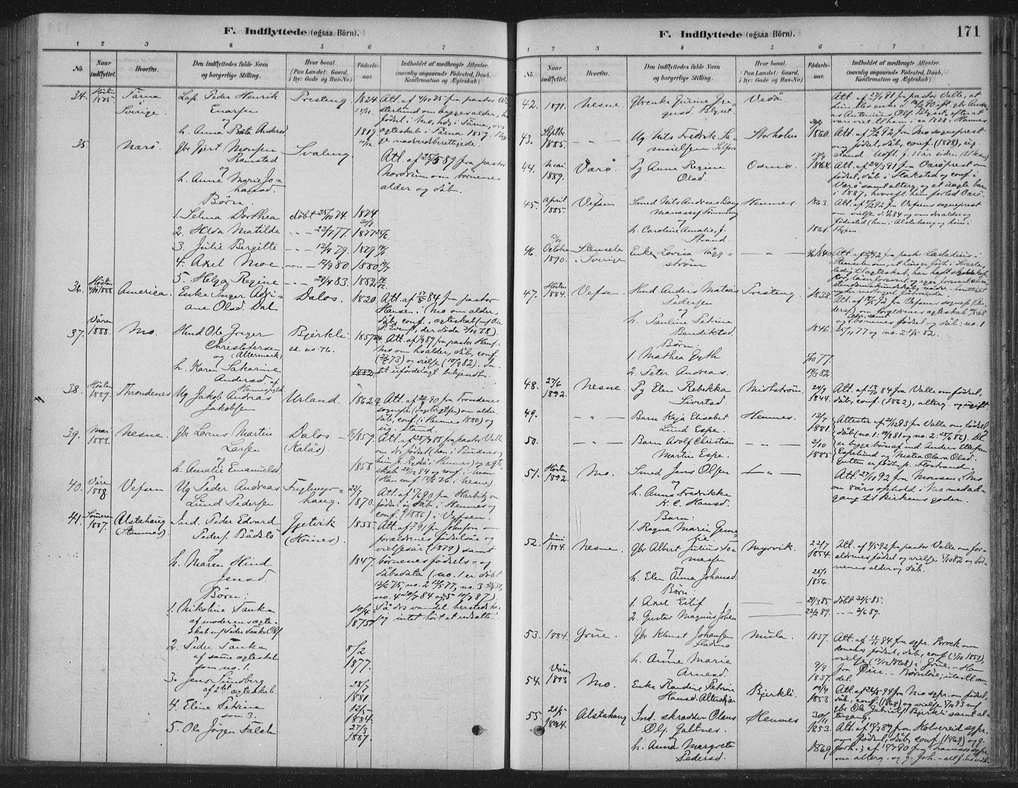 Ministerialprotokoller, klokkerbøker og fødselsregistre - Nordland, AV/SAT-A-1459/825/L0361: Parish register (official) no. 825A15, 1878-1893, p. 171