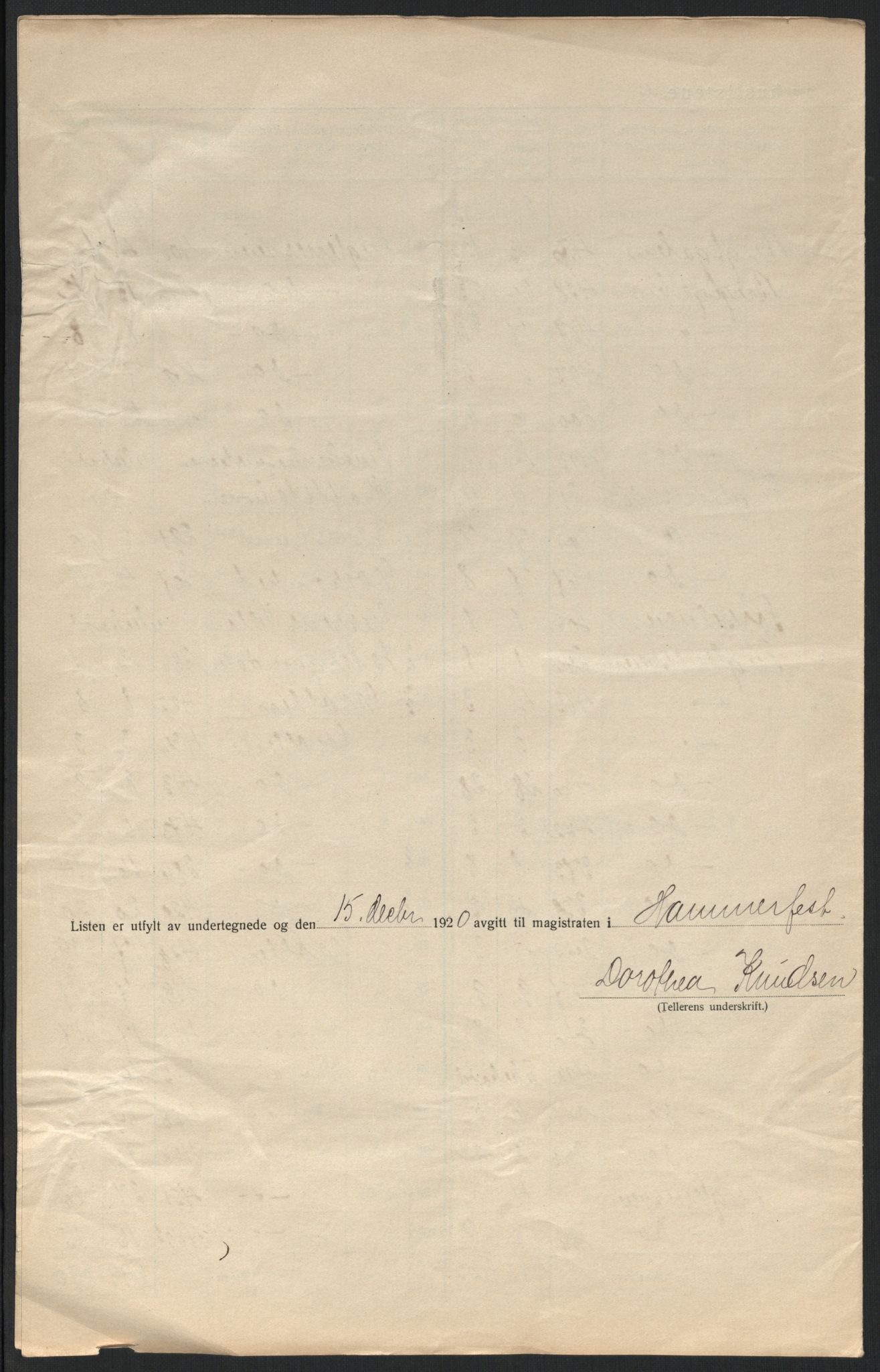 SATØ, 1920 census for Hammerfest, 1920, p. 18