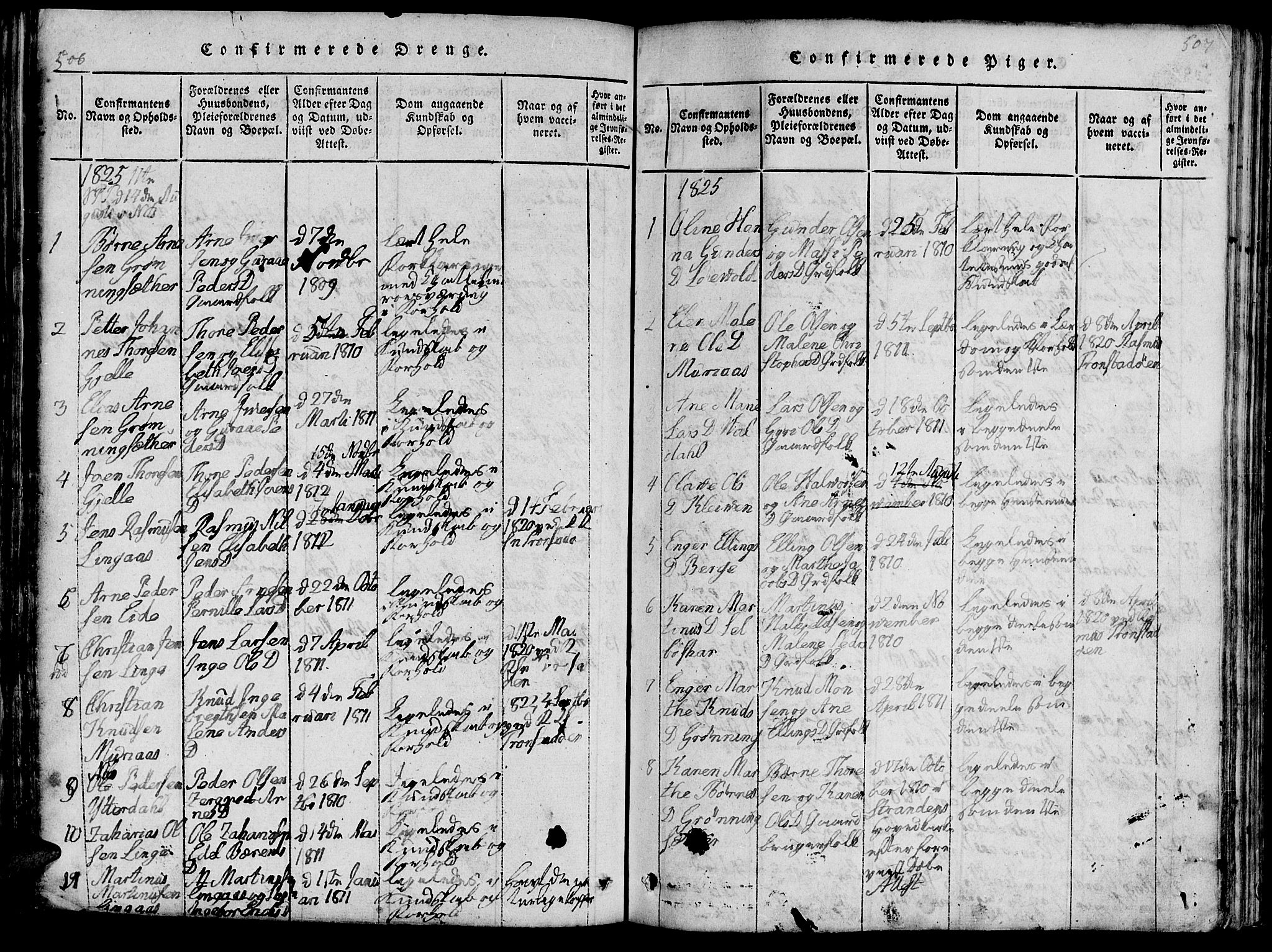 Ministerialprotokoller, klokkerbøker og fødselsregistre - Møre og Romsdal, SAT/A-1454/519/L0260: Parish register (copy) no. 519C01, 1817-1829, p. 506-507