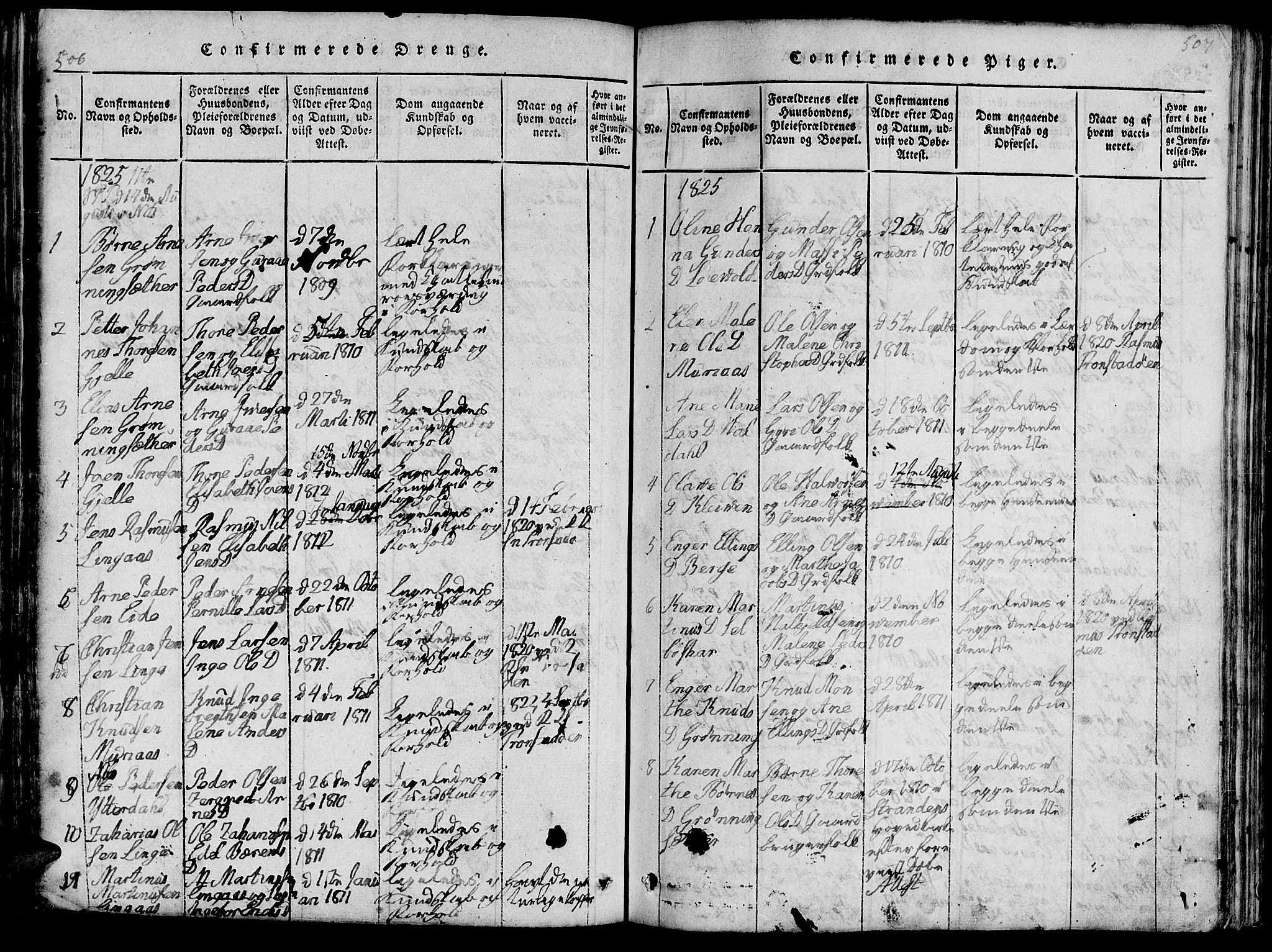 Ministerialprotokoller, klokkerbøker og fødselsregistre - Møre og Romsdal, AV/SAT-A-1454/519/L0260: Parish register (copy) no. 519C01, 1817-1829, p. 506-507