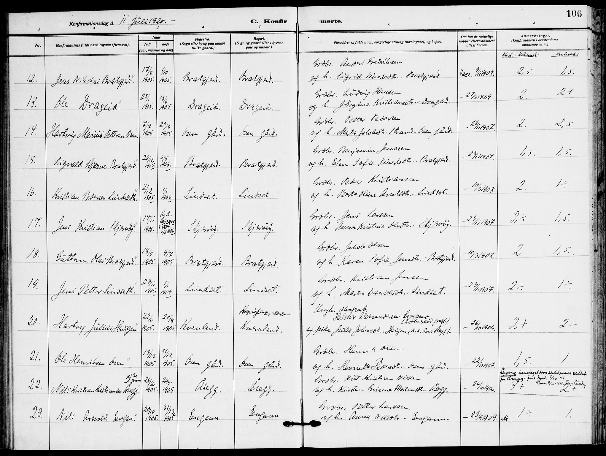 Ministerialprotokoller, klokkerbøker og fødselsregistre - Sør-Trøndelag, AV/SAT-A-1456/658/L0724: Parish register (official) no. 658A03, 1912-1924, p. 106