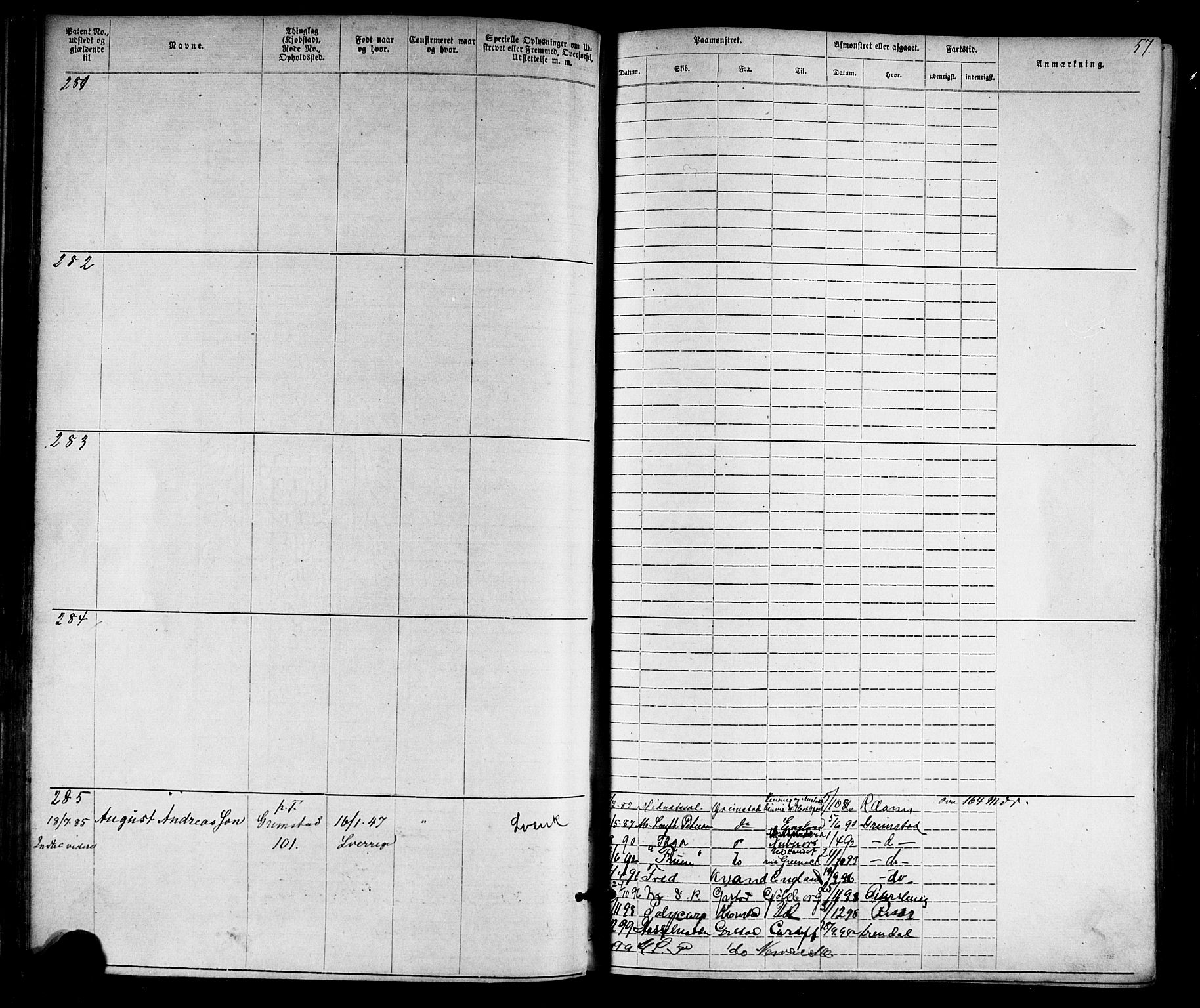 Grimstad mønstringskrets, AV/SAK-2031-0013/F/Fa/L0005: Annotasjonsrulle nr 1-1910 med register, V-18, 1870-1892, p. 80