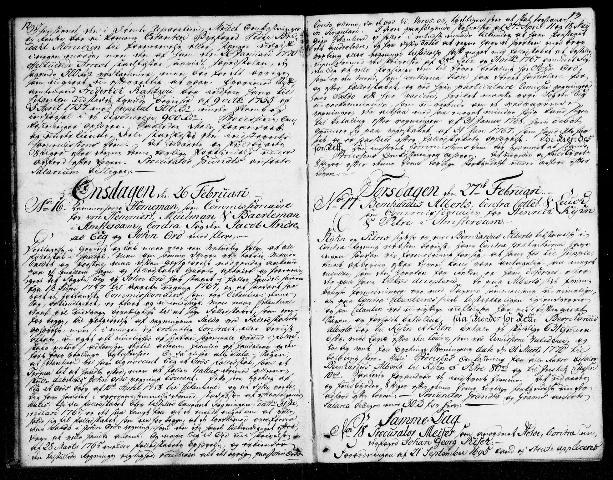 Overhoffretten 1667-1797, AV/RA-EA-2884/Ab/L0102: Domsprotokoll, 1772, p. 12-13