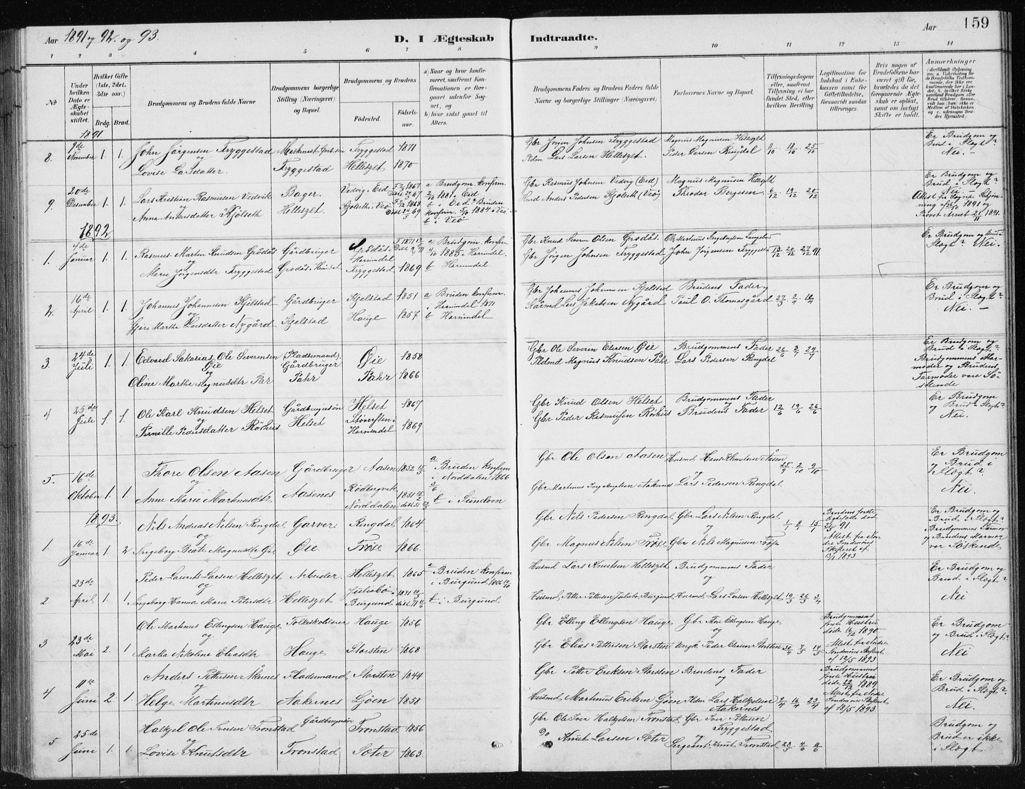 Ministerialprotokoller, klokkerbøker og fødselsregistre - Møre og Romsdal, SAT/A-1454/517/L0230: Parish register (copy) no. 517C03, 1879-1912, p. 159