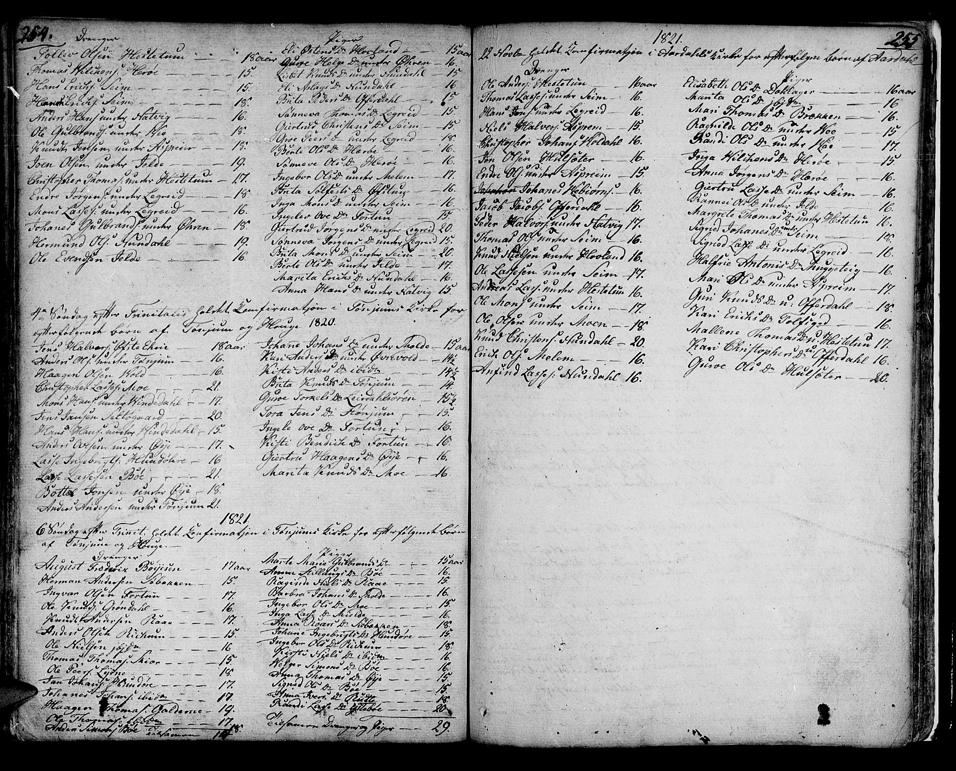 Lærdal sokneprestembete, SAB/A-81201: Parish register (official) no. A 4, 1805-1821, p. 254-255