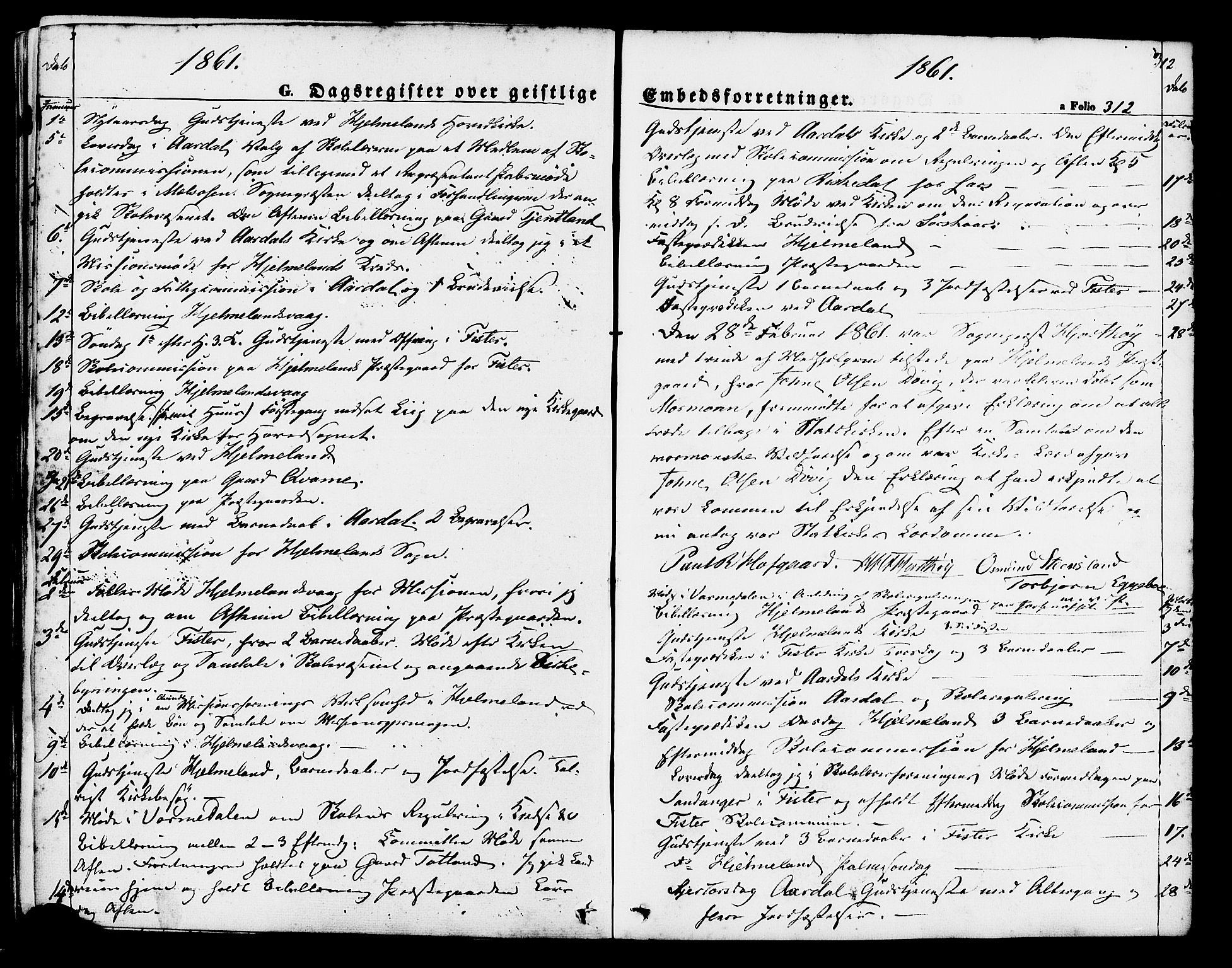 Hjelmeland sokneprestkontor, SAST/A-101843/01/IV/L0011: Parish register (official) no. A 11, 1861-1878, p. 312