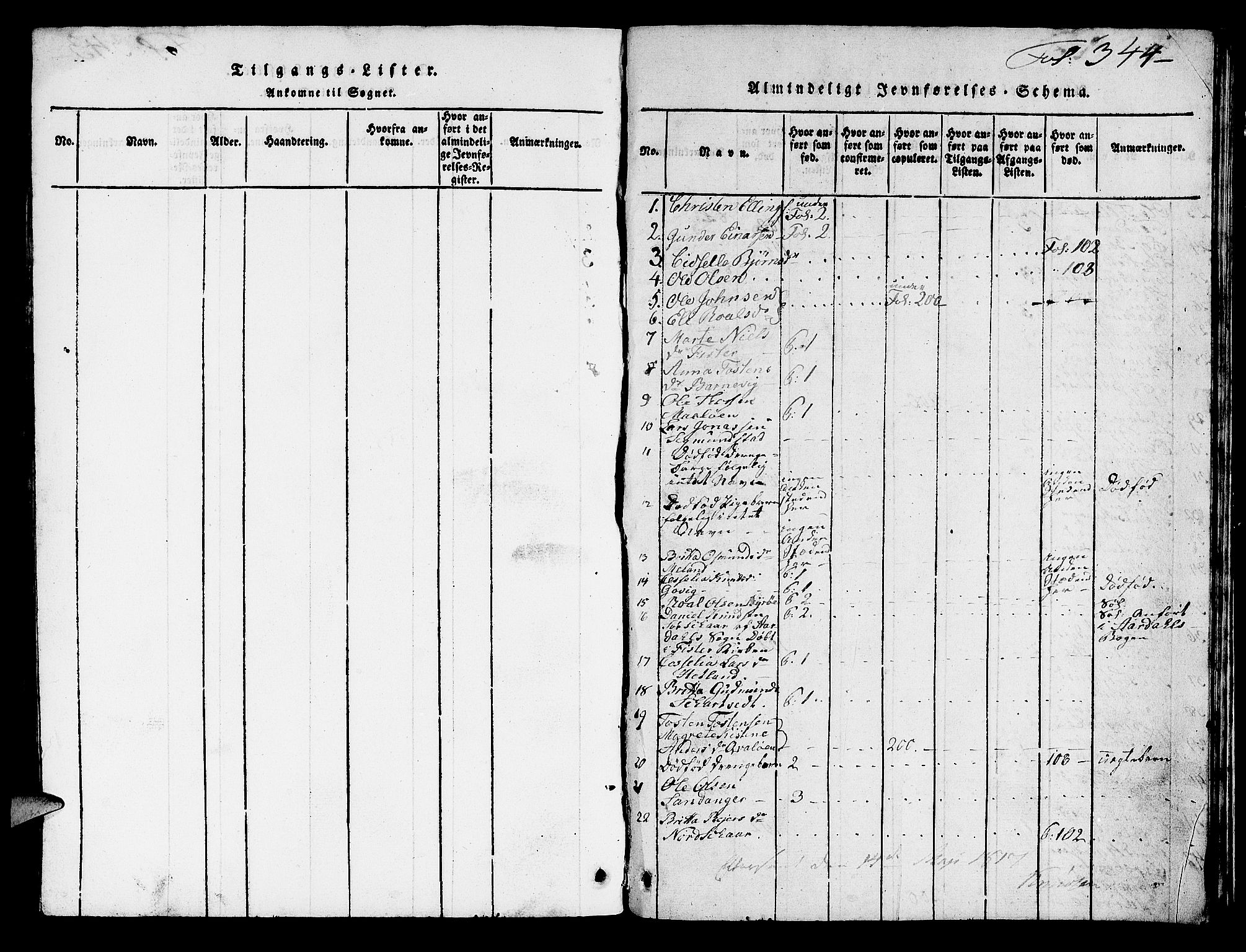 Hjelmeland sokneprestkontor, SAST/A-101843/01/V/L0003: Parish register (copy) no. B 3, 1816-1841, p. 344
