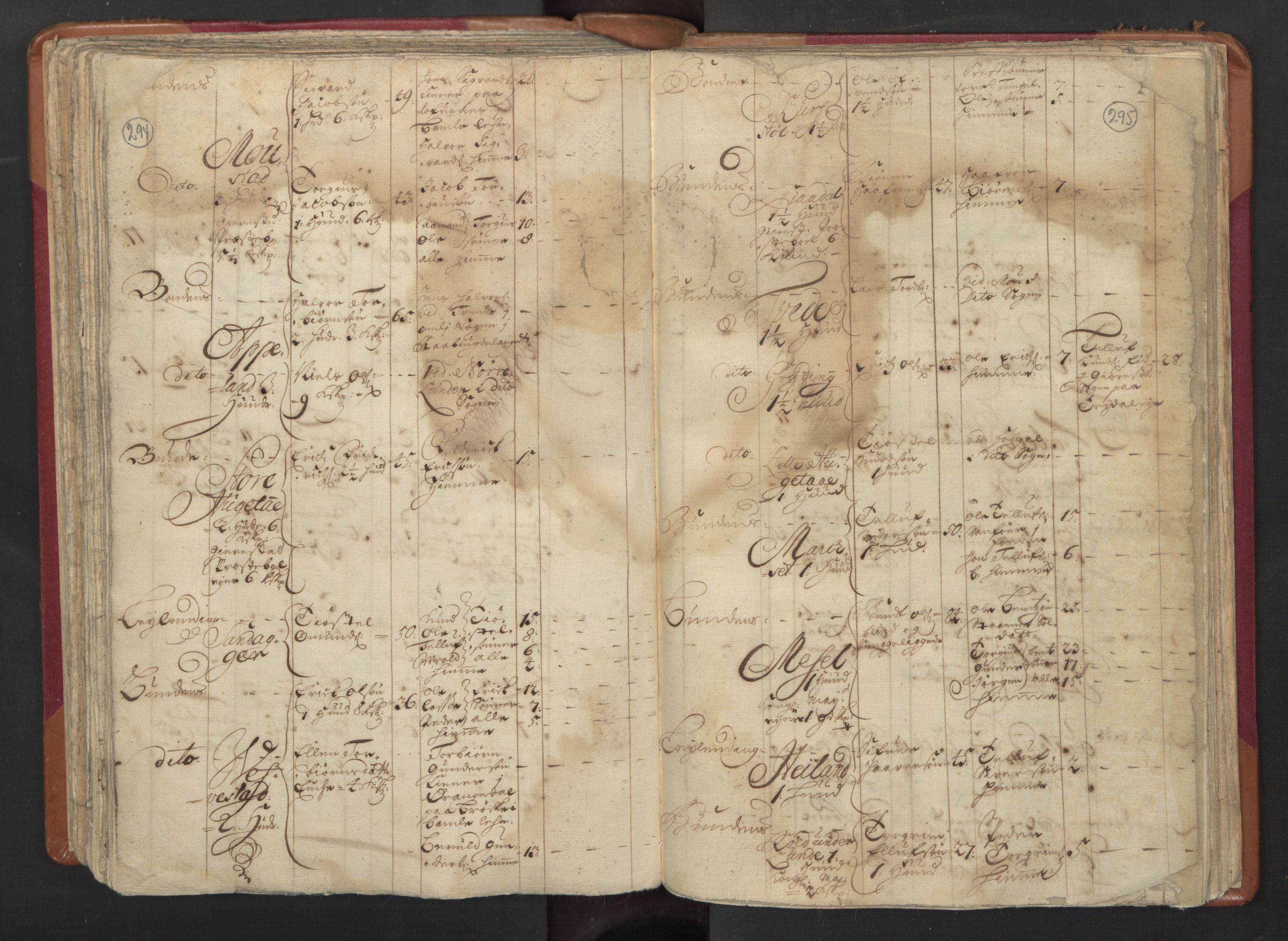 RA, Census (manntall) 1701, no. 3: Nedenes fogderi, 1701, p. 294-295