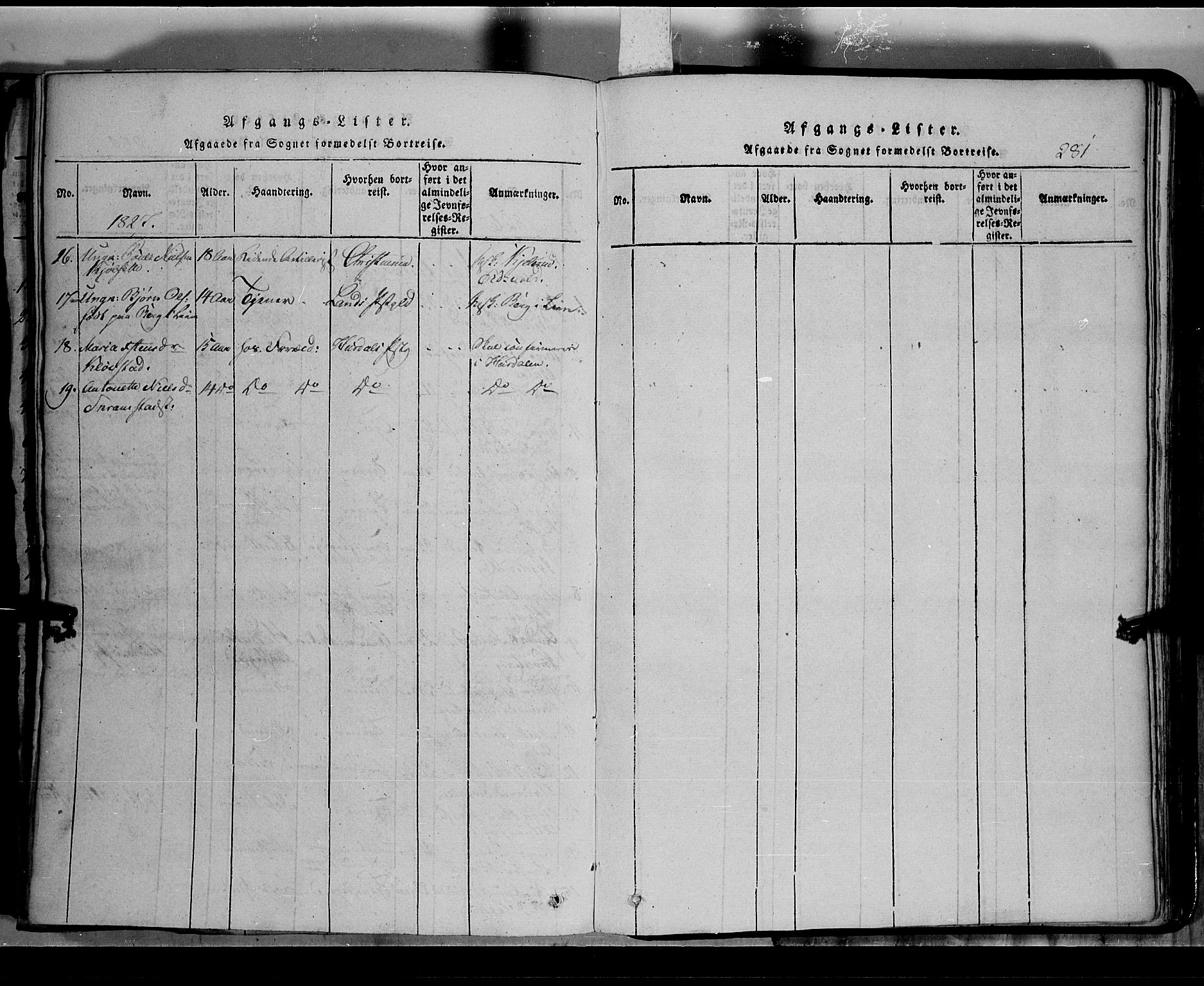 Toten prestekontor, SAH/PREST-102/H/Ha/Hab/L0002: Parish register (copy) no. 2, 1820-1827, p. 281