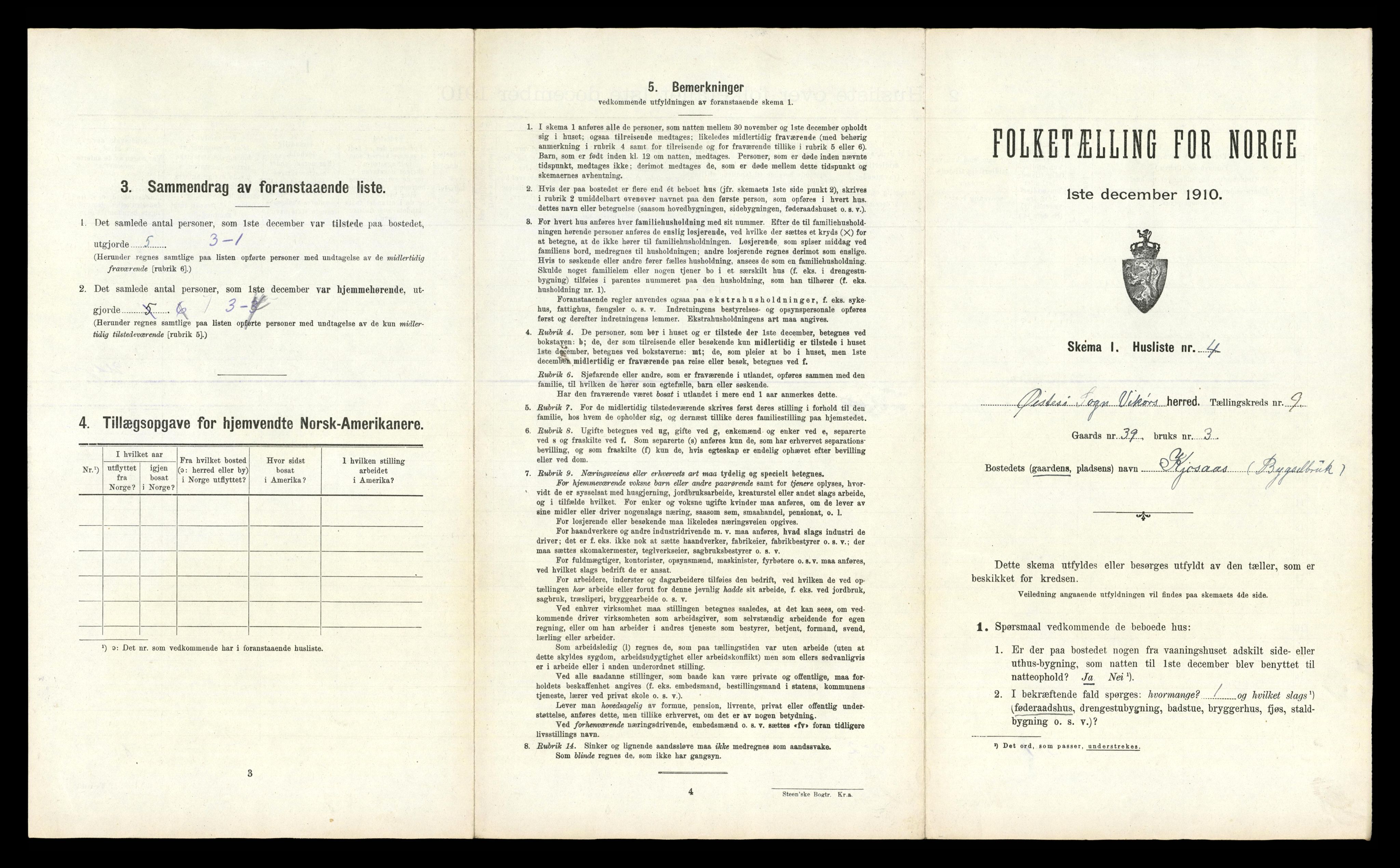 RA, 1910 census for Kvam, 1910, p. 703