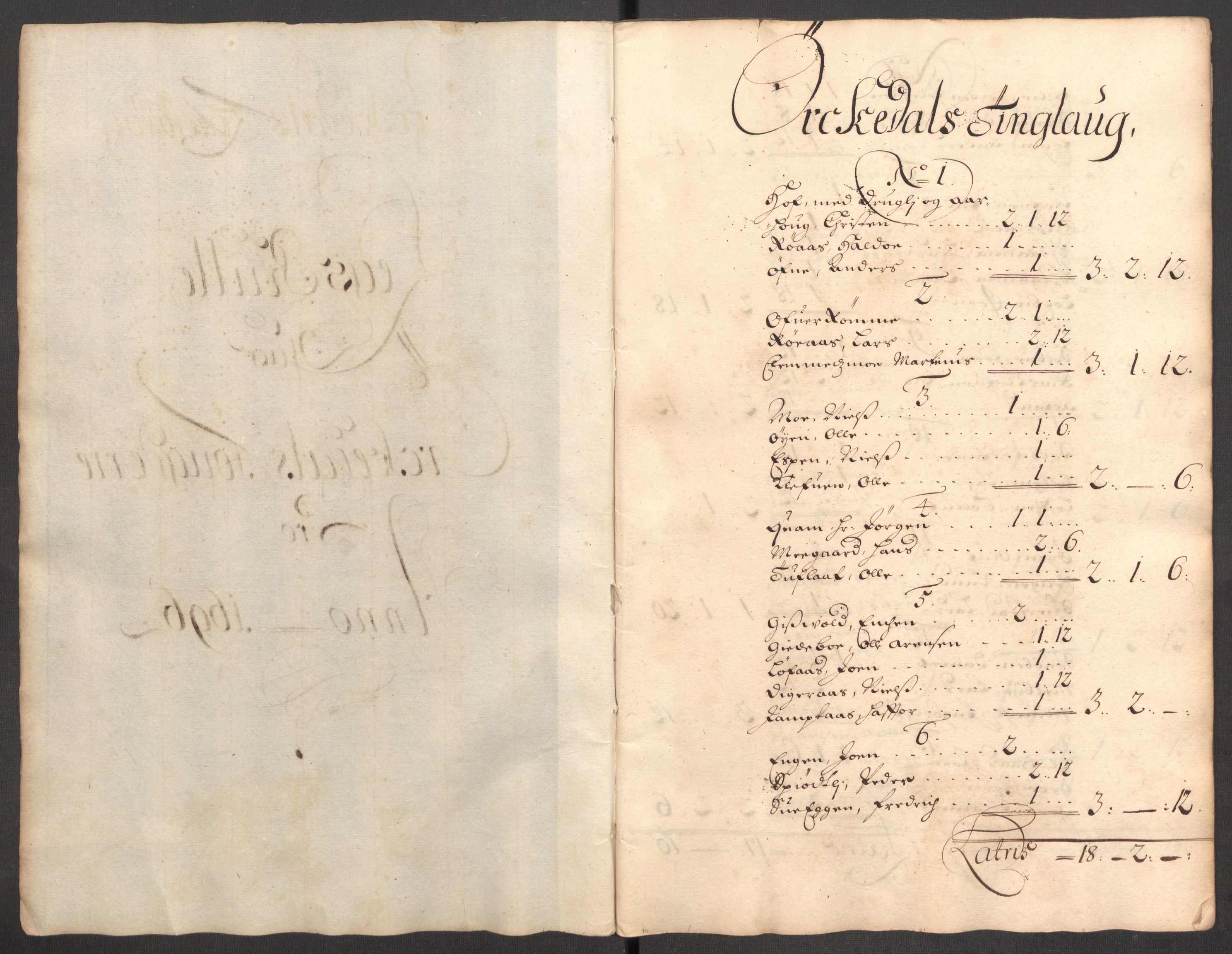 Rentekammeret inntil 1814, Reviderte regnskaper, Fogderegnskap, AV/RA-EA-4092/R60/L3946: Fogderegnskap Orkdal og Gauldal, 1696, p. 90