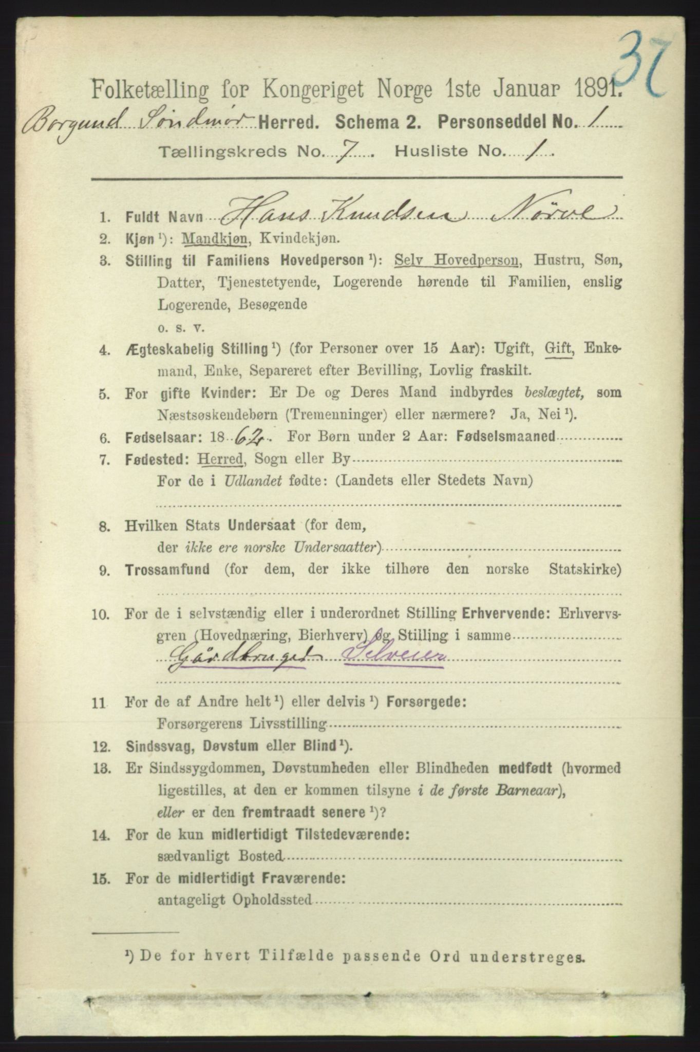 RA, 1891 census for 1531 Borgund, 1891, p. 1850