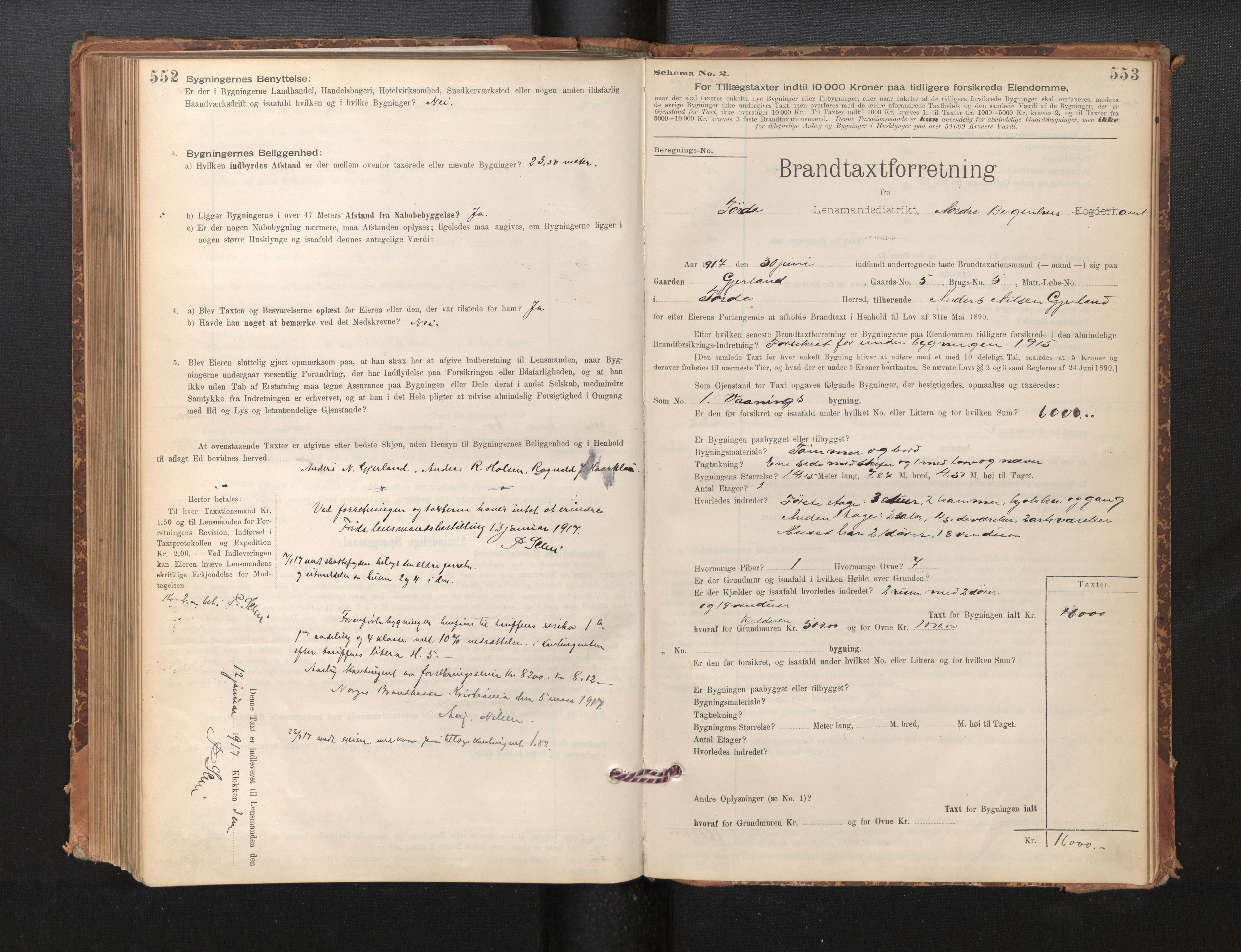 Lensmannen i Førde, SAB/A-27401/0012/L0008: Branntakstprotokoll, skjematakst, 1895-1922, p. 552-553