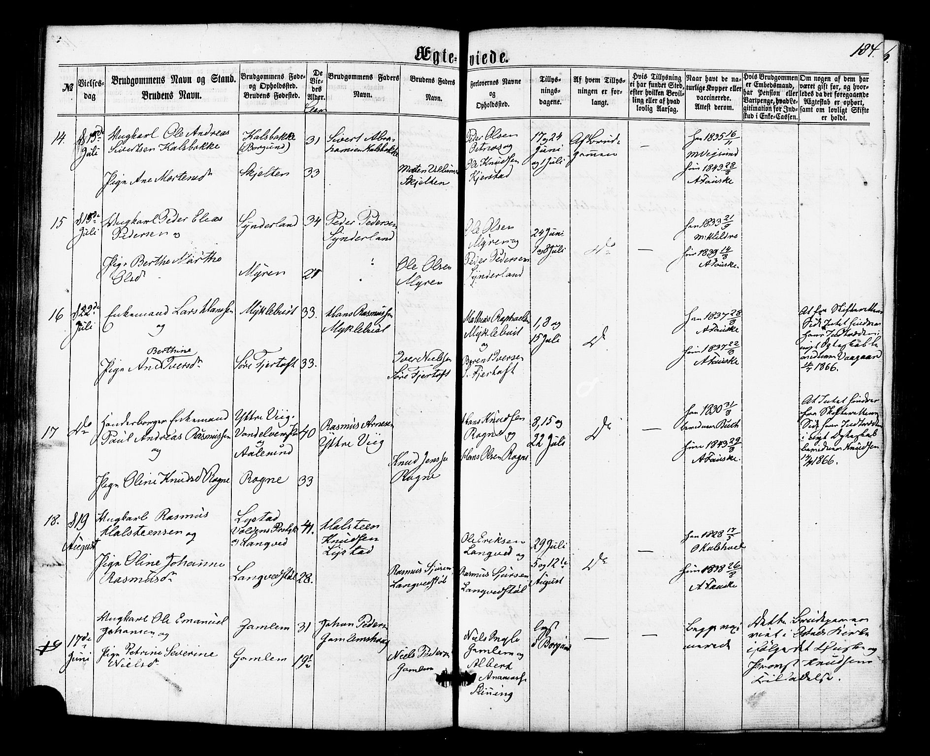 Ministerialprotokoller, klokkerbøker og fødselsregistre - Møre og Romsdal, AV/SAT-A-1454/536/L0498: Parish register (official) no. 536A07, 1862-1875, p. 184