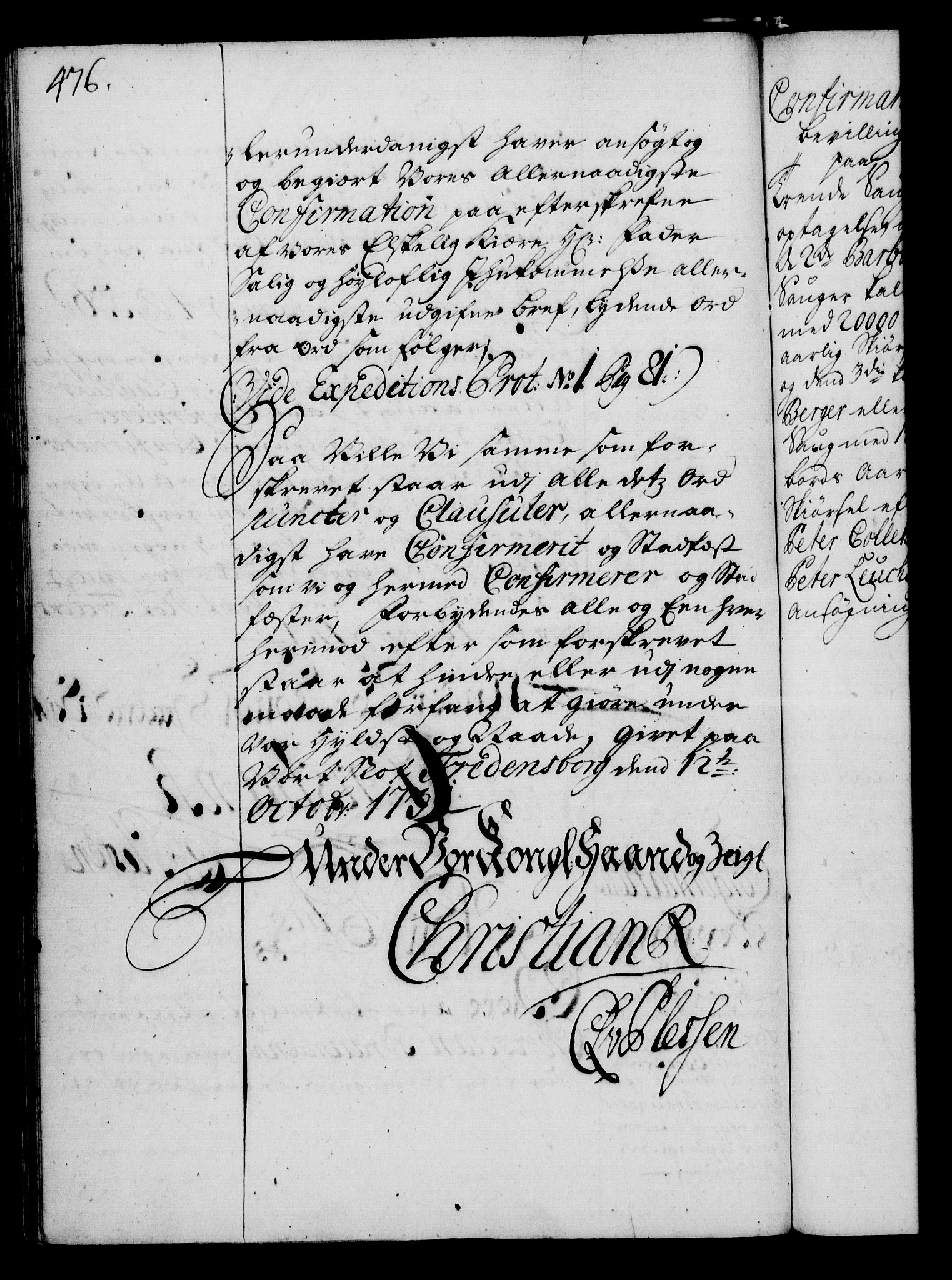 Rentekammeret, Kammerkanselliet, RA/EA-3111/G/Gg/Gga/L0003: Norsk ekspedisjonsprotokoll med register (merket RK 53.3), 1727-1734, p. 476