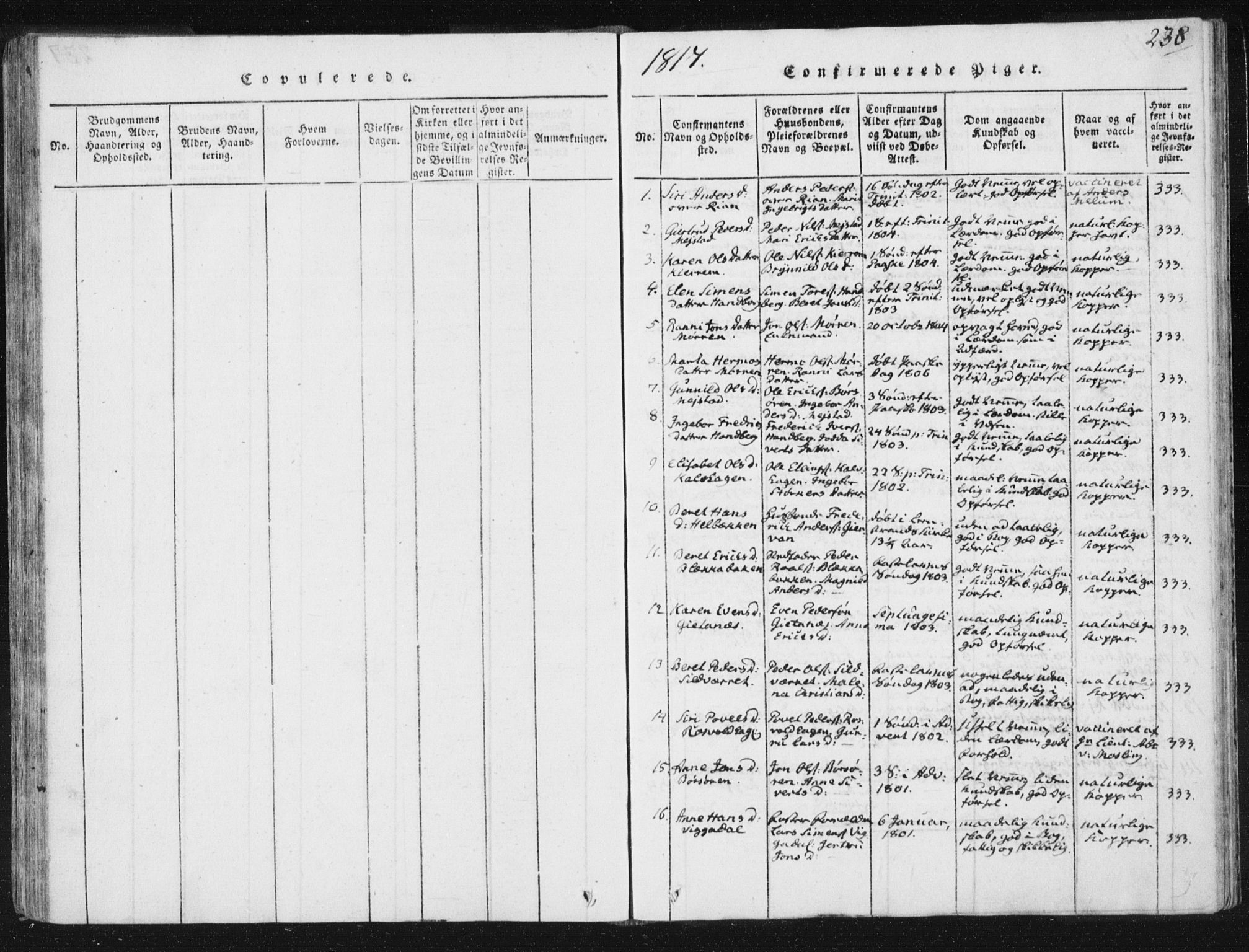 Ministerialprotokoller, klokkerbøker og fødselsregistre - Sør-Trøndelag, AV/SAT-A-1456/665/L0770: Parish register (official) no. 665A05, 1817-1829, p. 238