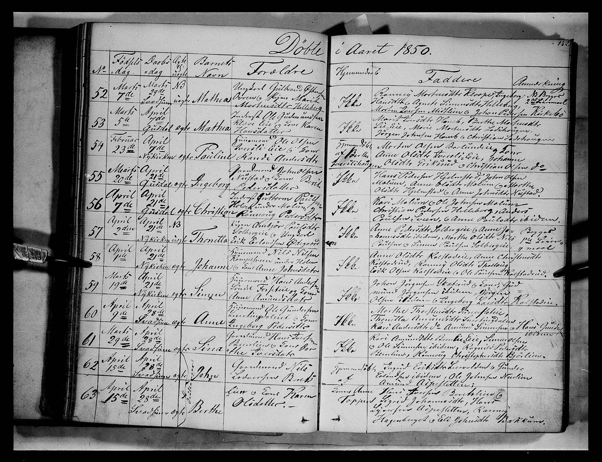 Gausdal prestekontor, AV/SAH-PREST-090/H/Ha/Haa/L0007: Parish register (official) no. 7, 1840-1850, p. 142