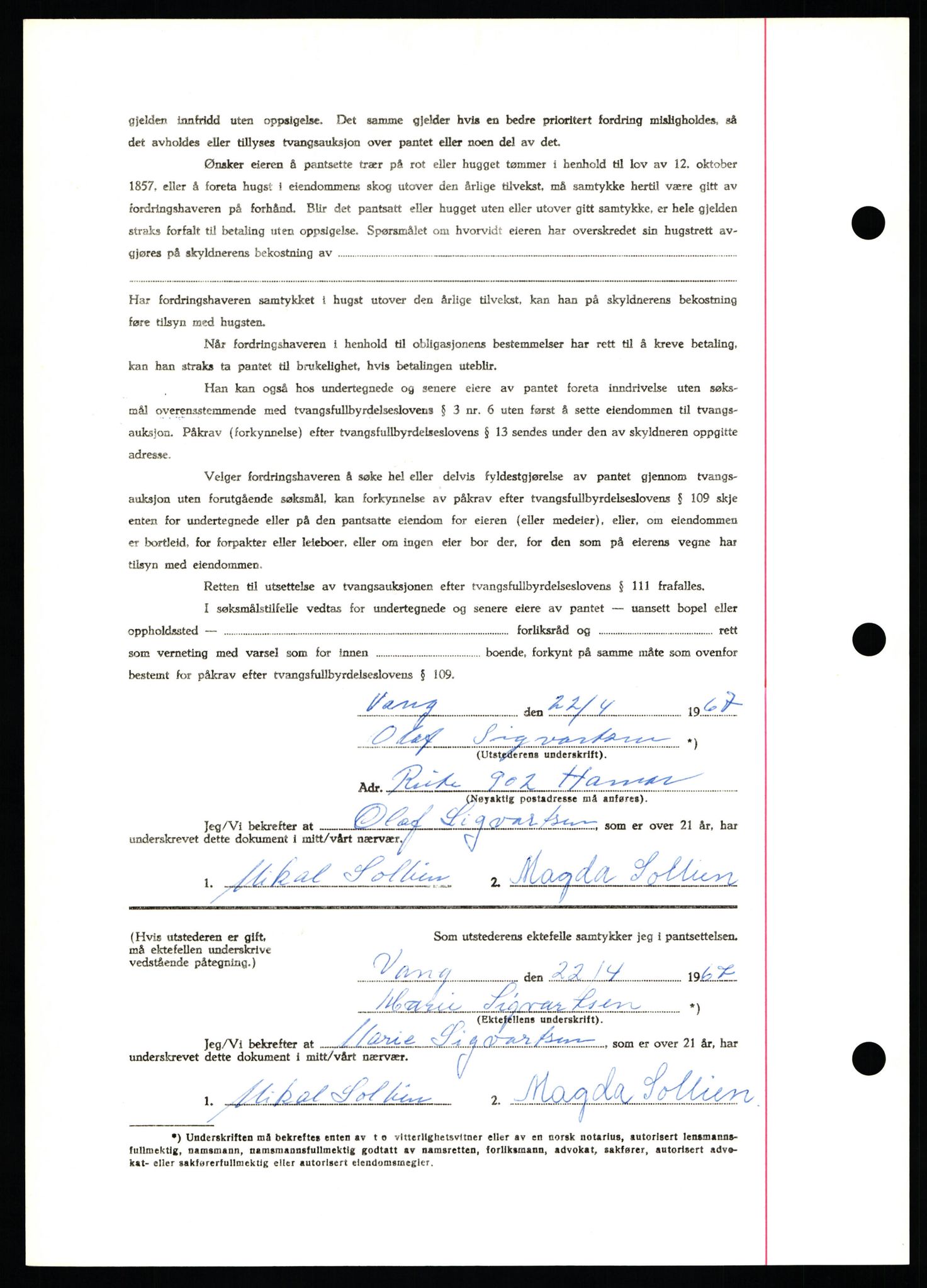 Nord-Hedmark sorenskriveri, SAH/TING-012/H/Hb/Hbf/L0071: Mortgage book no. B71, 1967-1967, Diary no: : 1781/1967