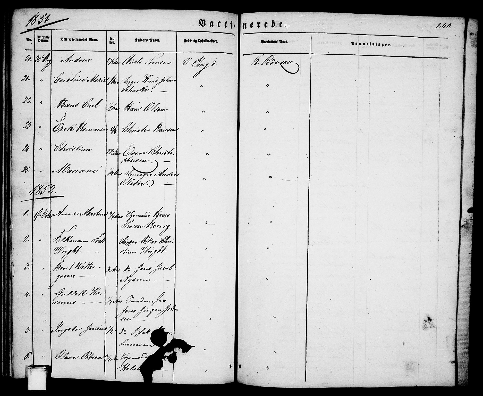 Porsgrunn kirkebøker , SAKO/A-104/G/Ga/L0002: Parish register (copy) no. I 2, 1847-1877, p. 260