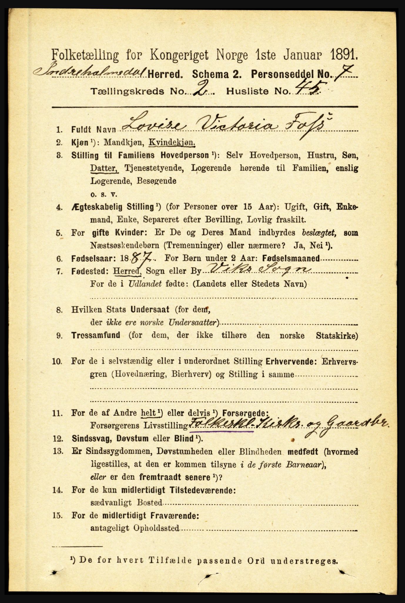 RA, 1891 census for 1430 Indre Holmedal, 1891, p. 771