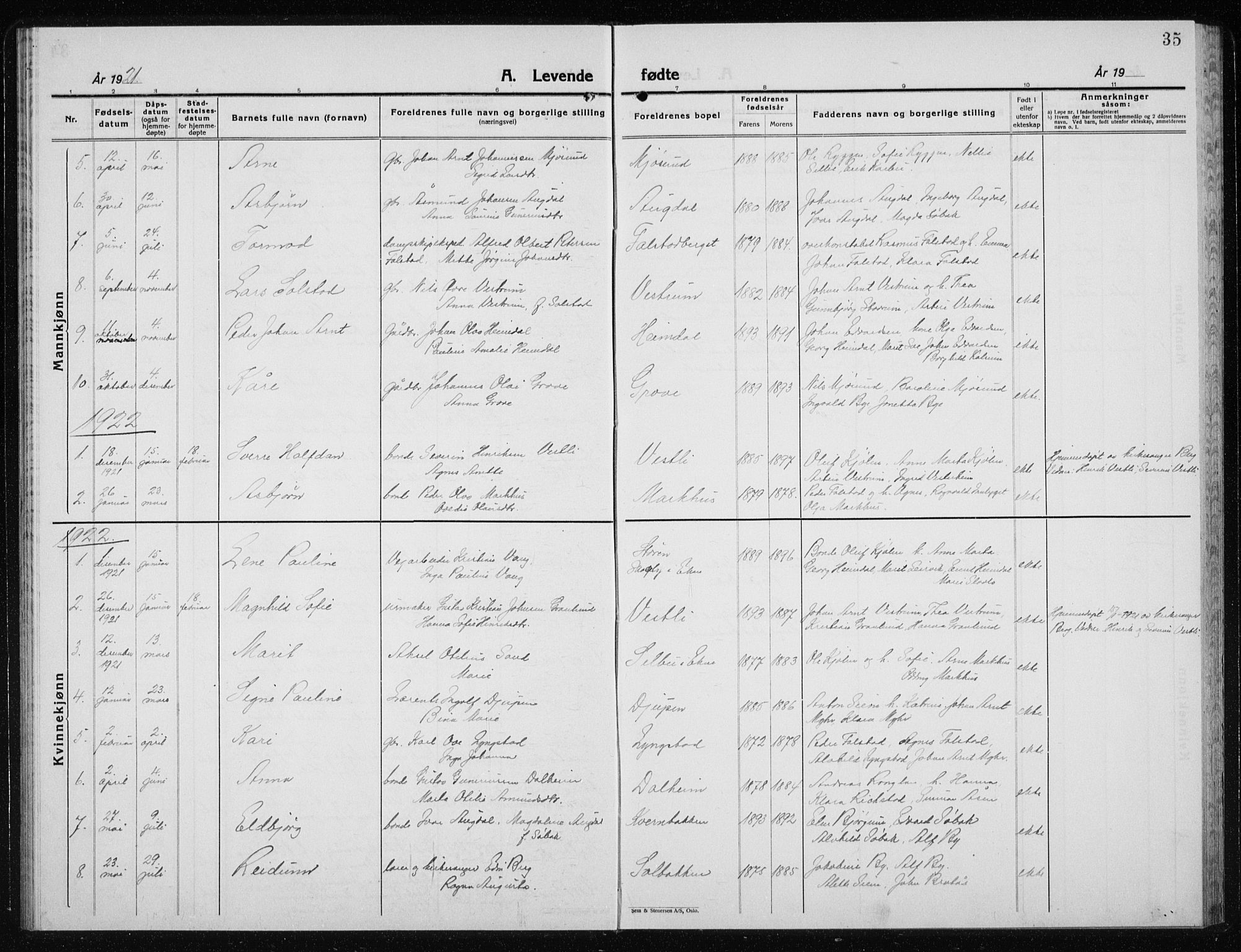 Ministerialprotokoller, klokkerbøker og fødselsregistre - Nord-Trøndelag, SAT/A-1458/719/L0180: Parish register (copy) no. 719C01, 1878-1940, p. 35
