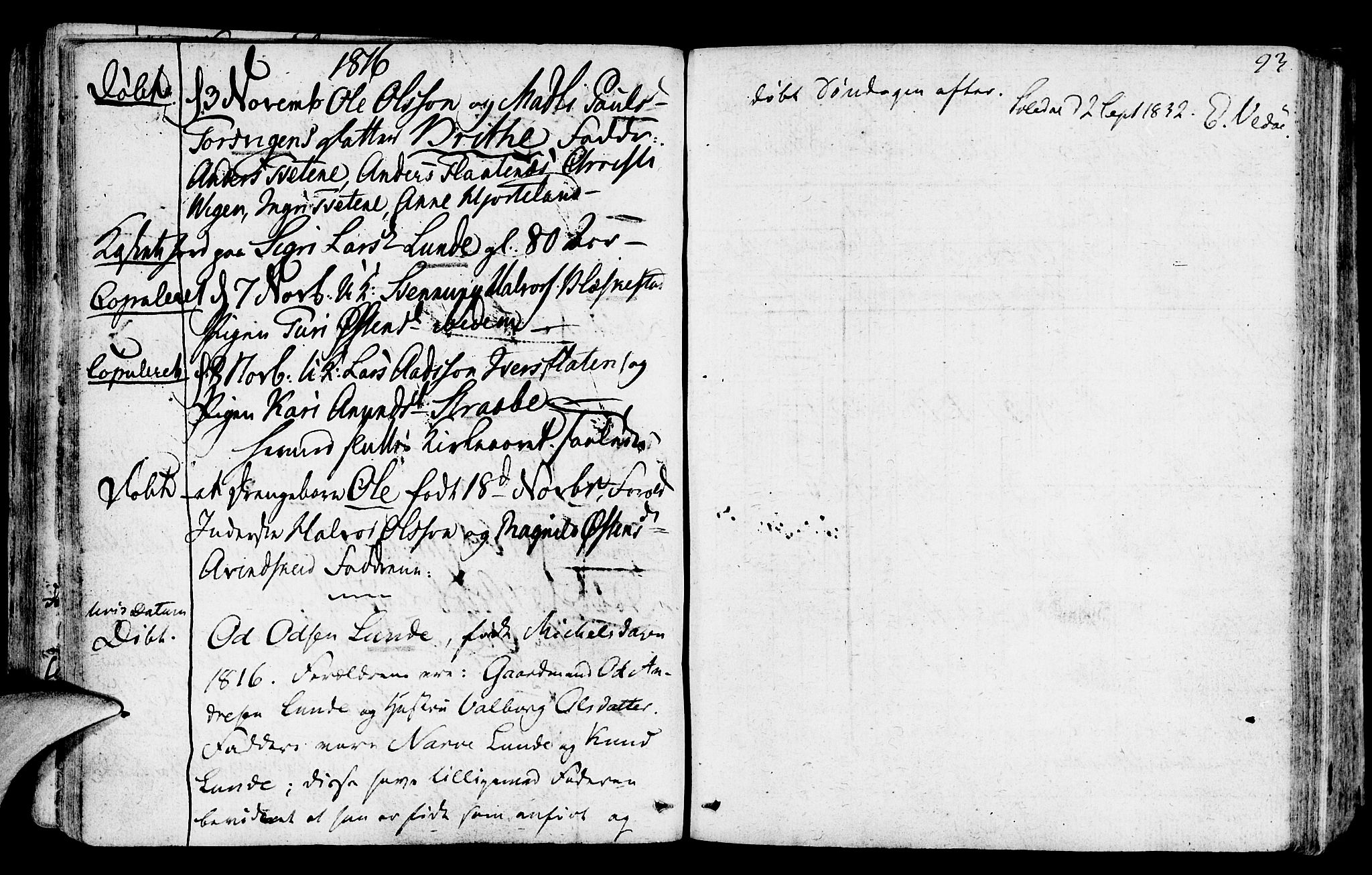 Suldal sokneprestkontor, AV/SAST-A-101845/01/IV/L0004: Parish register (official) no. A 4, 1800-1816, p. 93