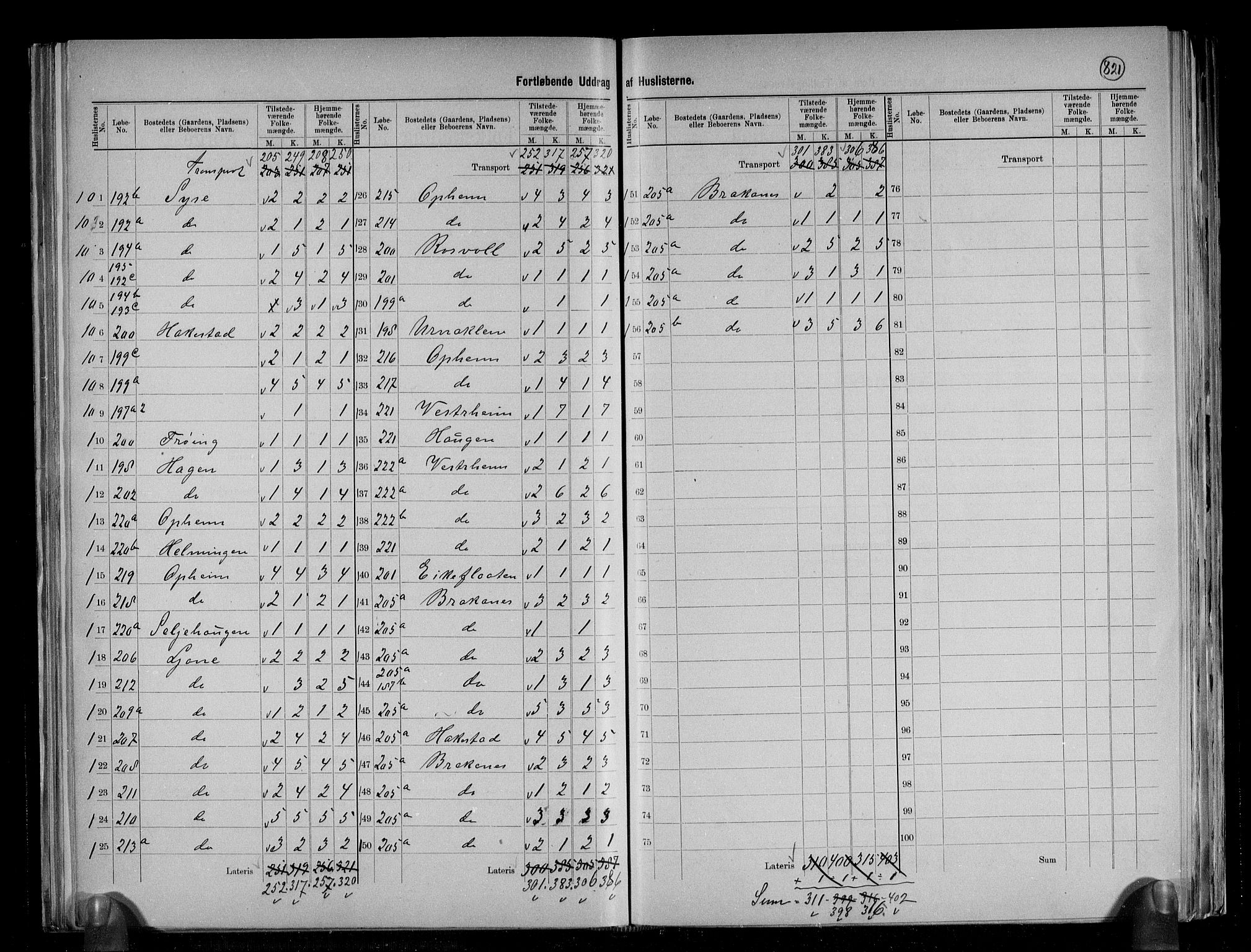 RA, 1891 census for 1233 Ulvik, 1891, p. 16