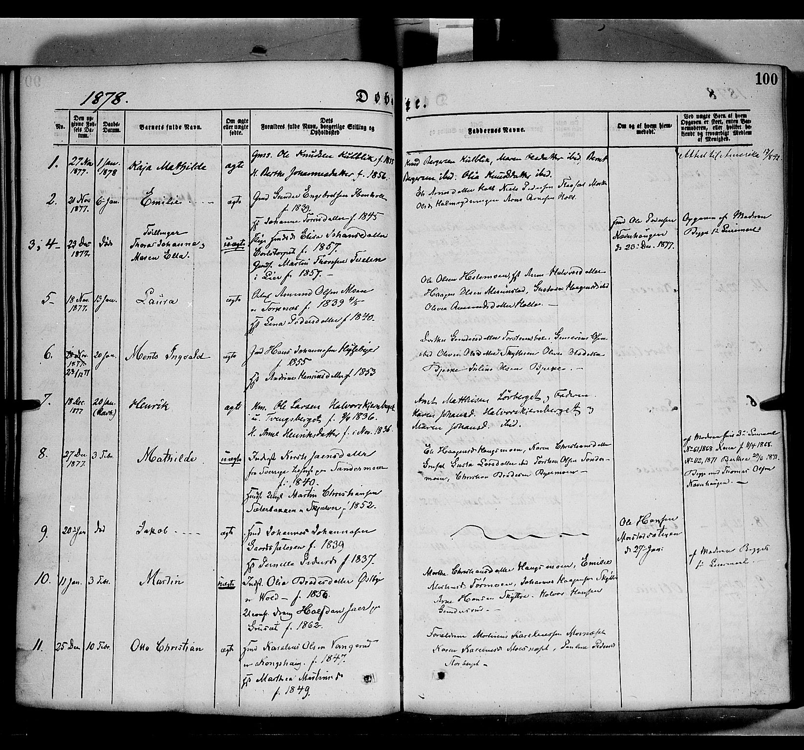 Grue prestekontor, SAH/PREST-036/H/Ha/Haa/L0011: Parish register (official) no. 11, 1873-1880, p. 100