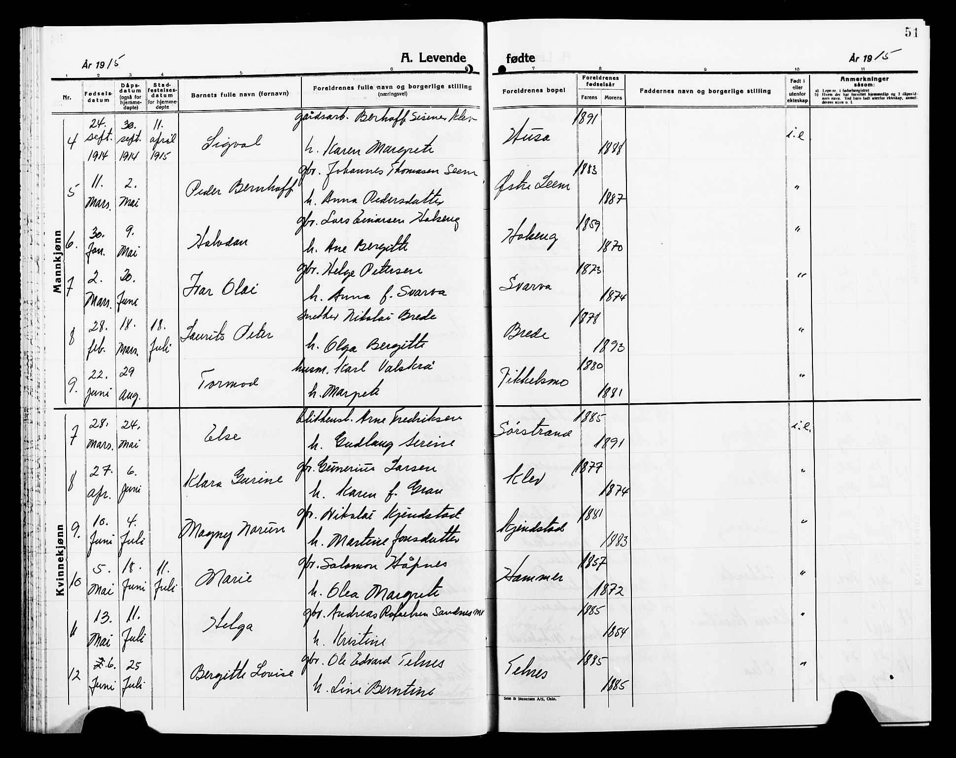 Ministerialprotokoller, klokkerbøker og fødselsregistre - Nord-Trøndelag, AV/SAT-A-1458/749/L0488: Parish register (official) no. 749D04, 1903-1915, p. 51