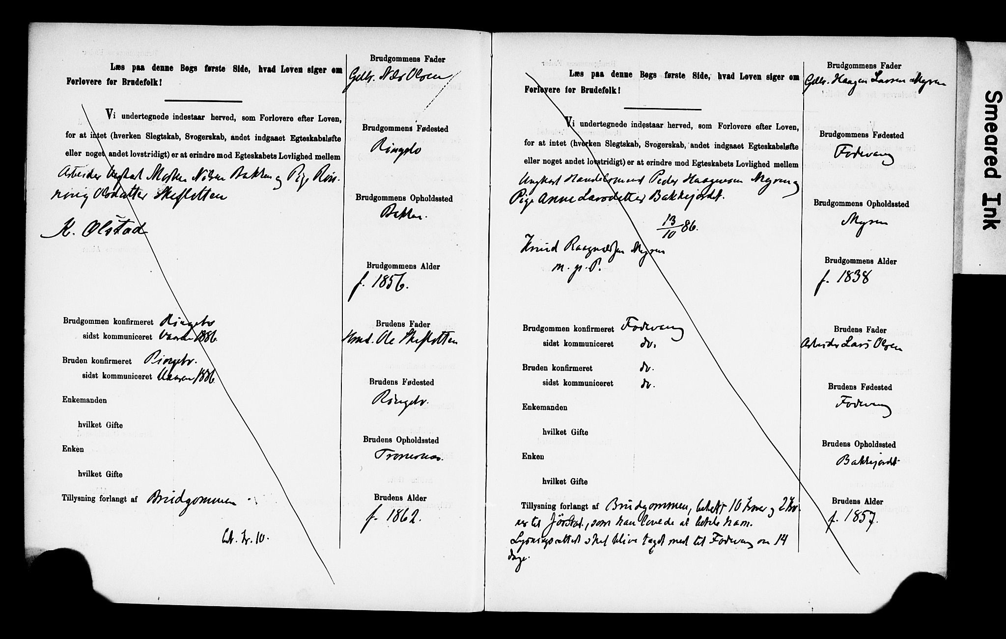 Ringebu prestekontor, SAH/PREST-082/I/Ie: Banns register no. 2, 1886-1894