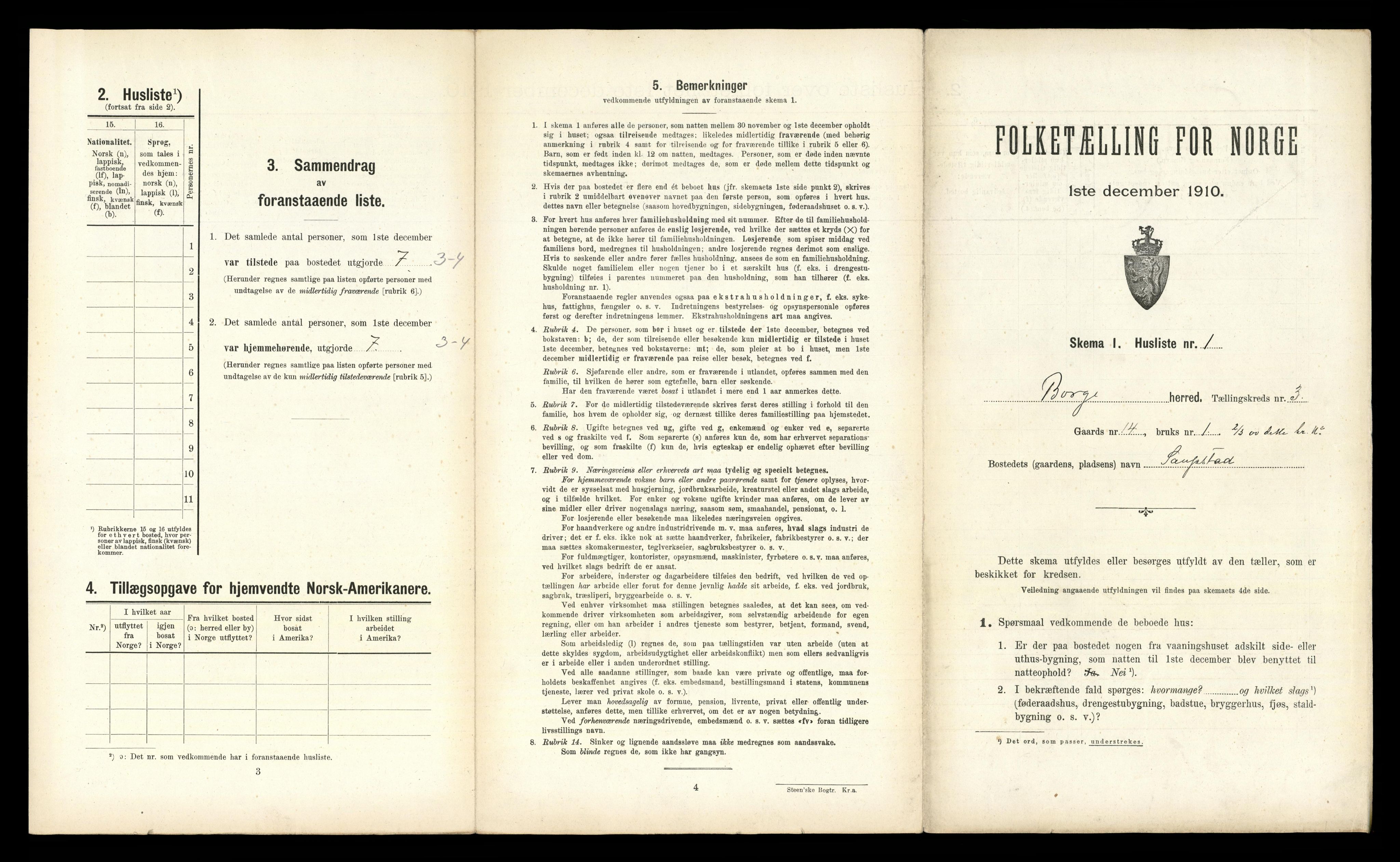 RA, 1910 census for Borge, 1910, p. 265