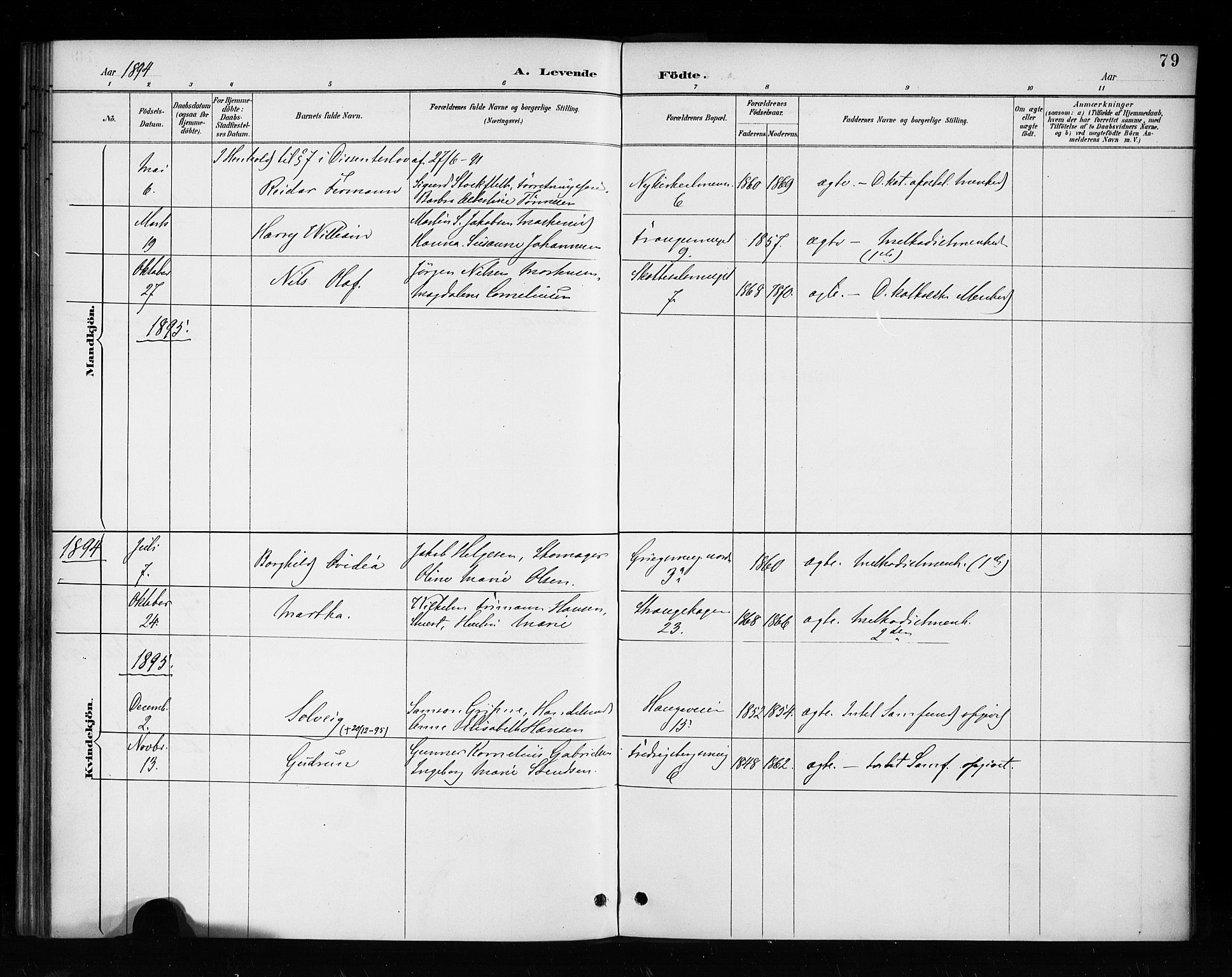 Nykirken Sokneprestembete, SAB/A-77101/H/Haa/L0053: Parish register (official) no. H 2, 1887-1897, p. 79