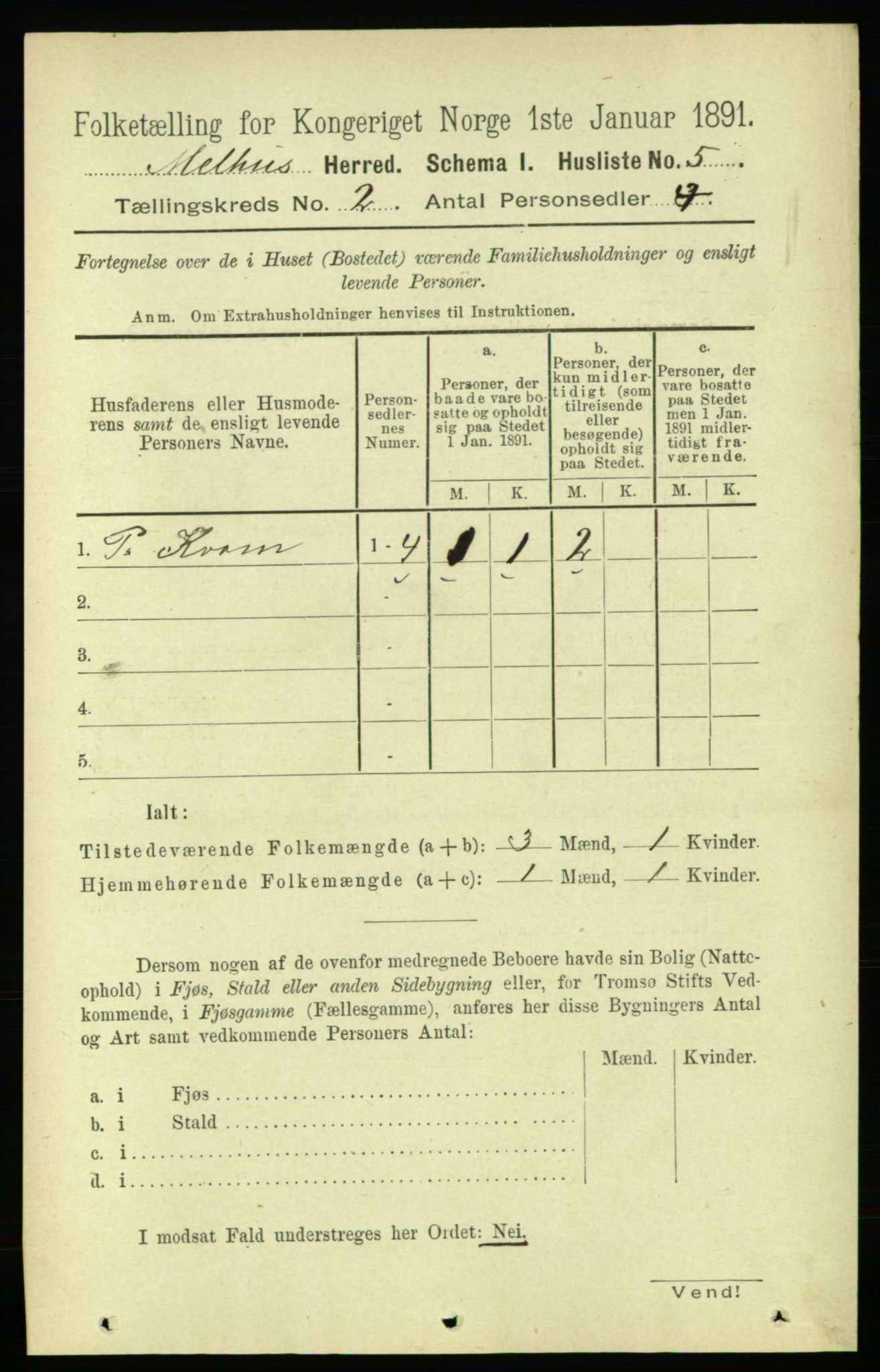 RA, 1891 census for 1653 Melhus, 1891, p. 638