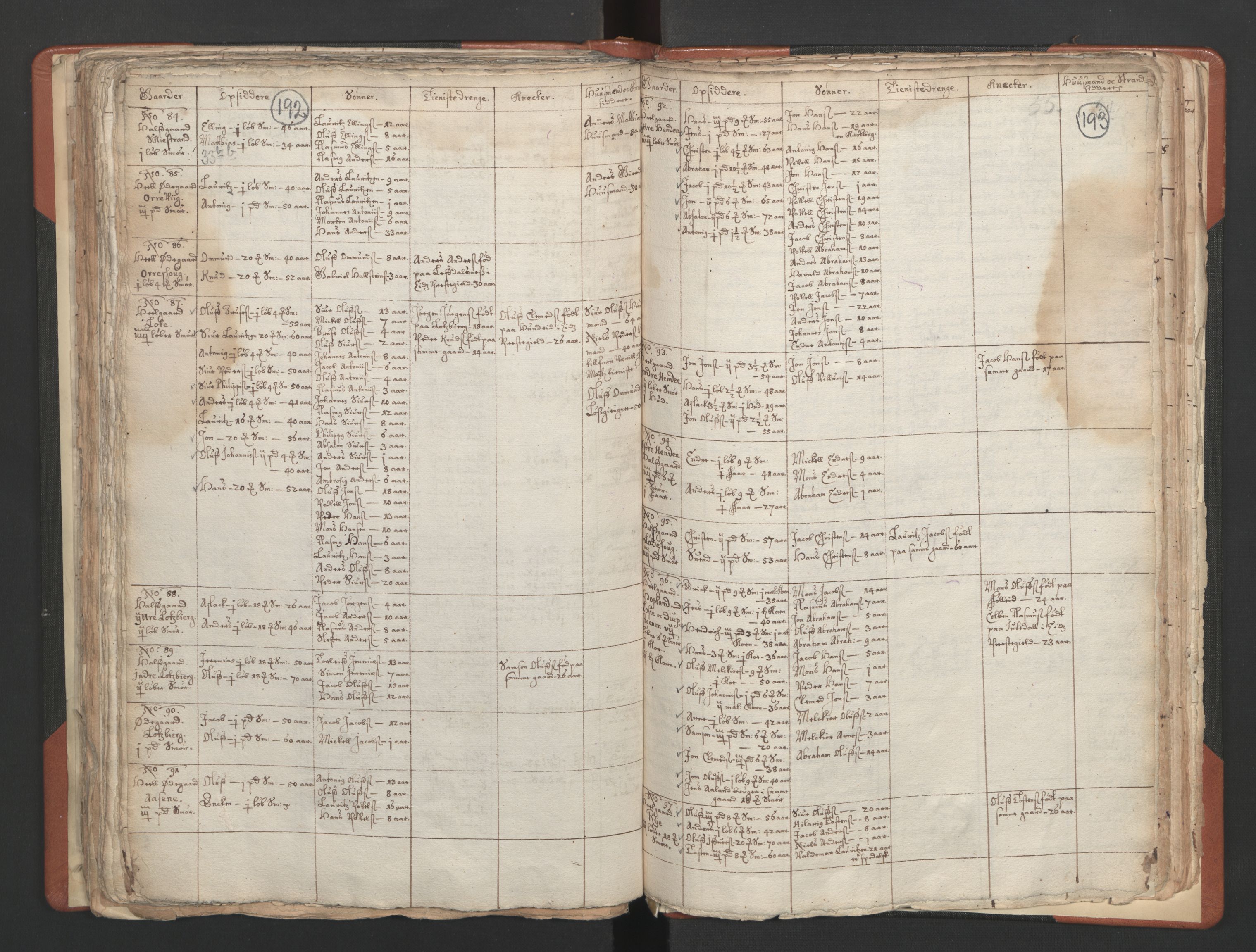 RA, Vicar's Census 1664-1666, no. 25: Nordfjord deanery, 1664-1666, p. 192-193