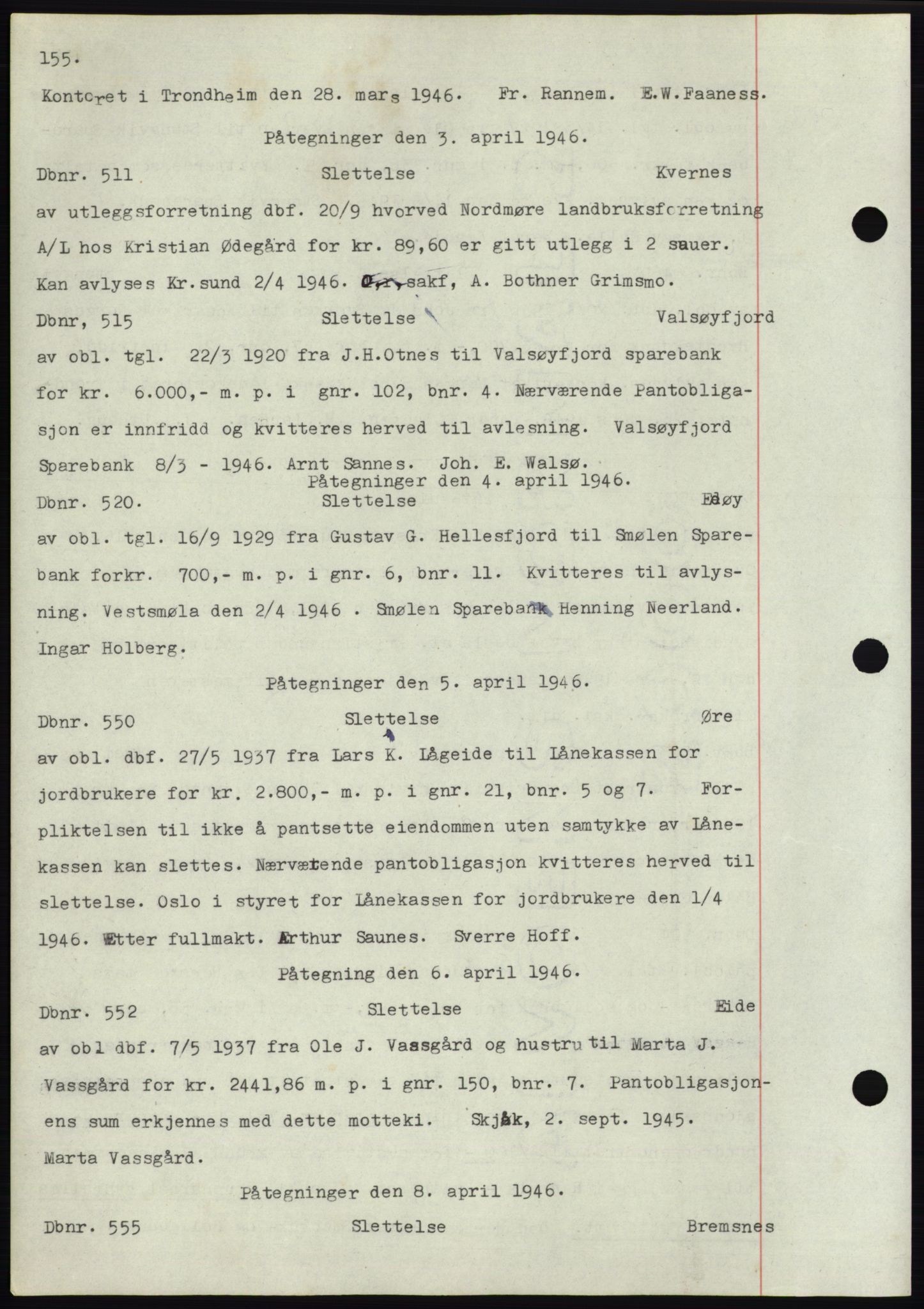 Nordmøre sorenskriveri, SAT/A-4132/1/2/2Ca: Mortgage book no. C82b, 1946-1951, Diary no: : 511/1946